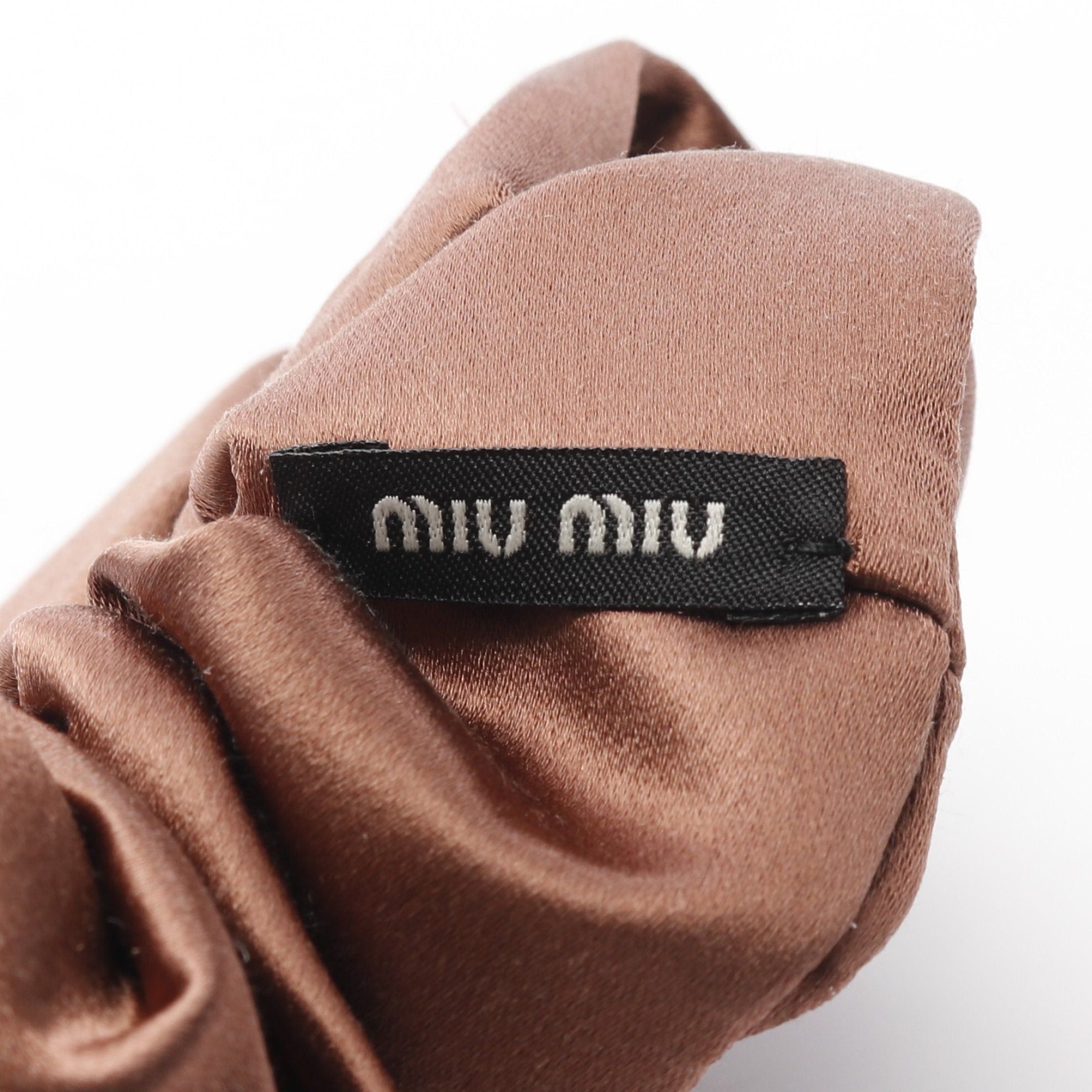Miu Miu Miu Miu Logo Plate Hair Accessory Fabric Gp Brown Gold Size ONE SIZE - 3 Thumbnail