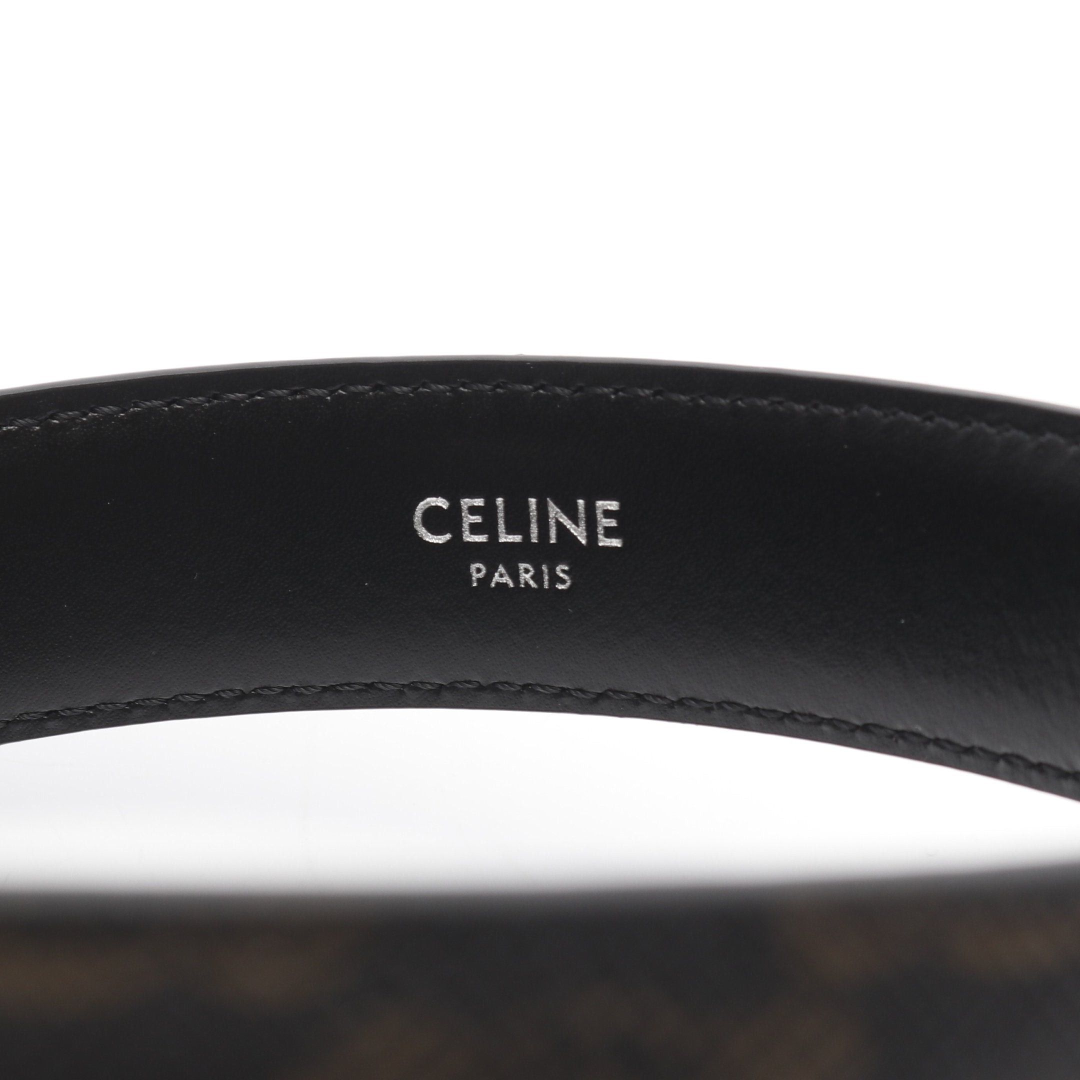 Celine Celine Medium Triomphe Belt Leather Black Brown Size ONE SIZE - 4 Thumbnail