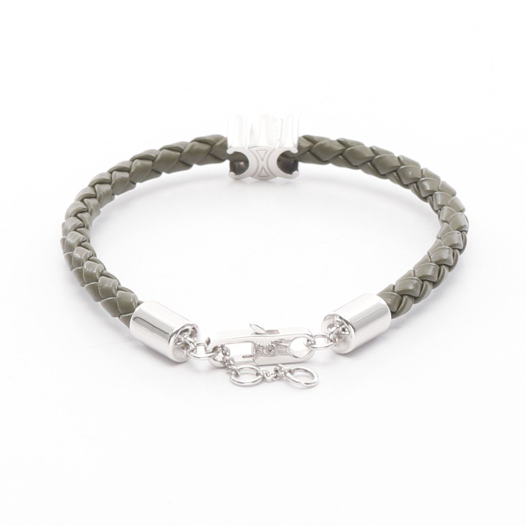 Celine Celine Triomphe Peach Bracelet Leather Dark Green Silver Size ONE SIZE - 2 Thumbnail