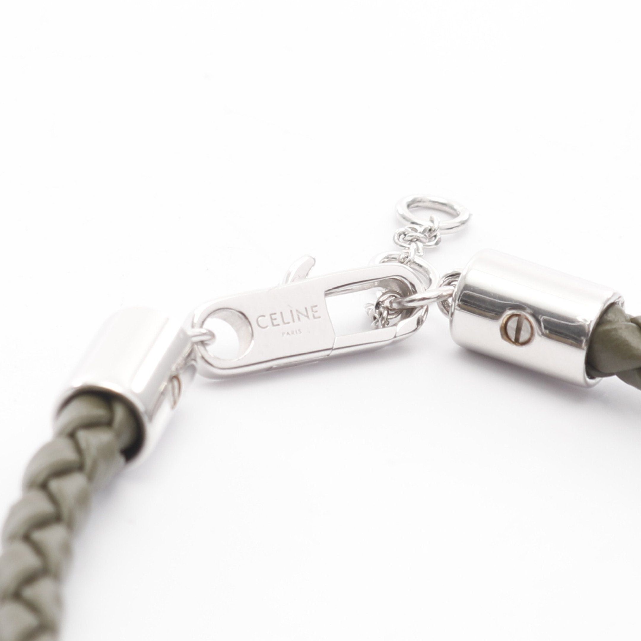 Celine Celine Triomphe Peach Bracelet Leather Dark Green Silver Size ONE SIZE - 5 Thumbnail