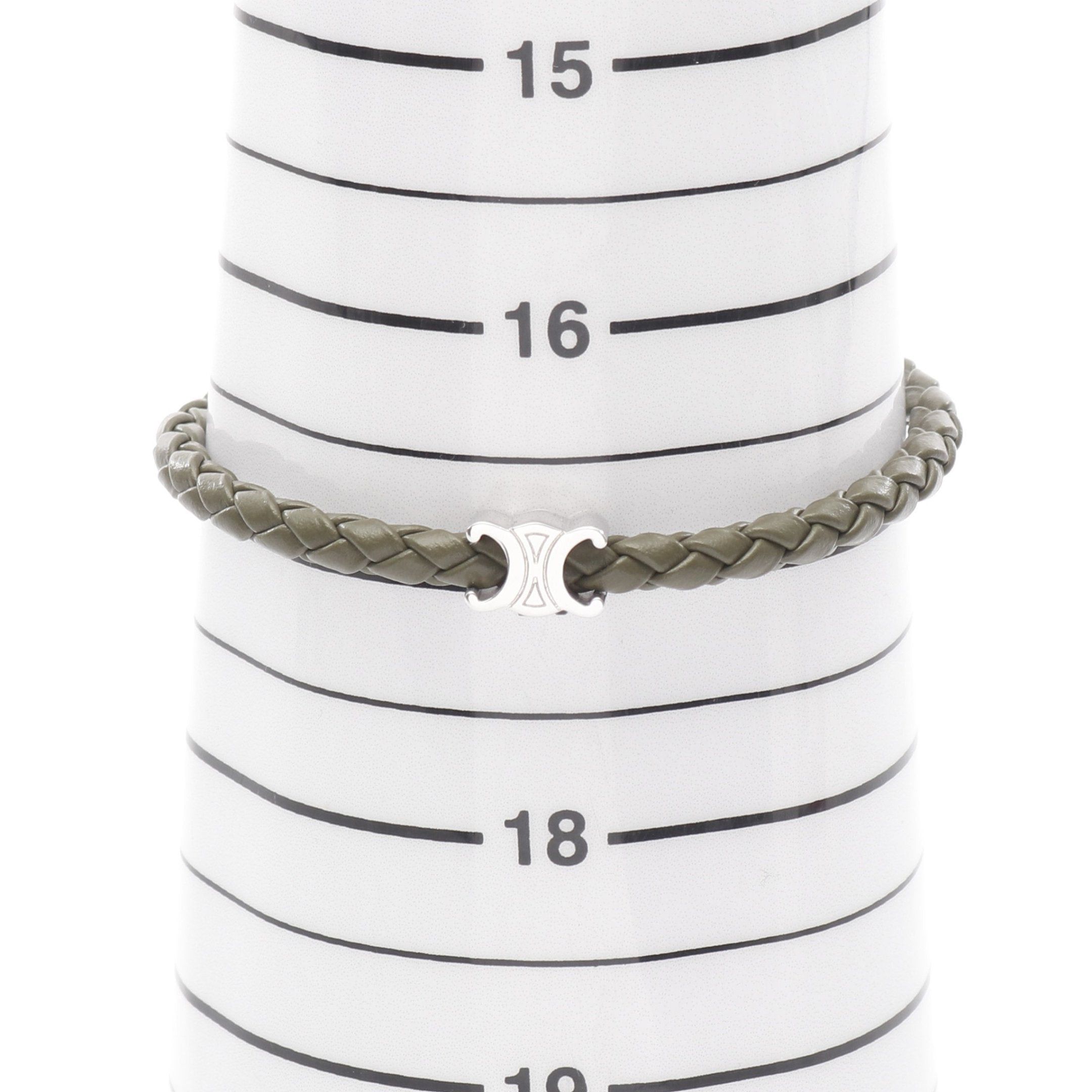 Celine Celine Triomphe Peach Bracelet Leather Dark Green Silver Size ONE SIZE - 6 Thumbnail