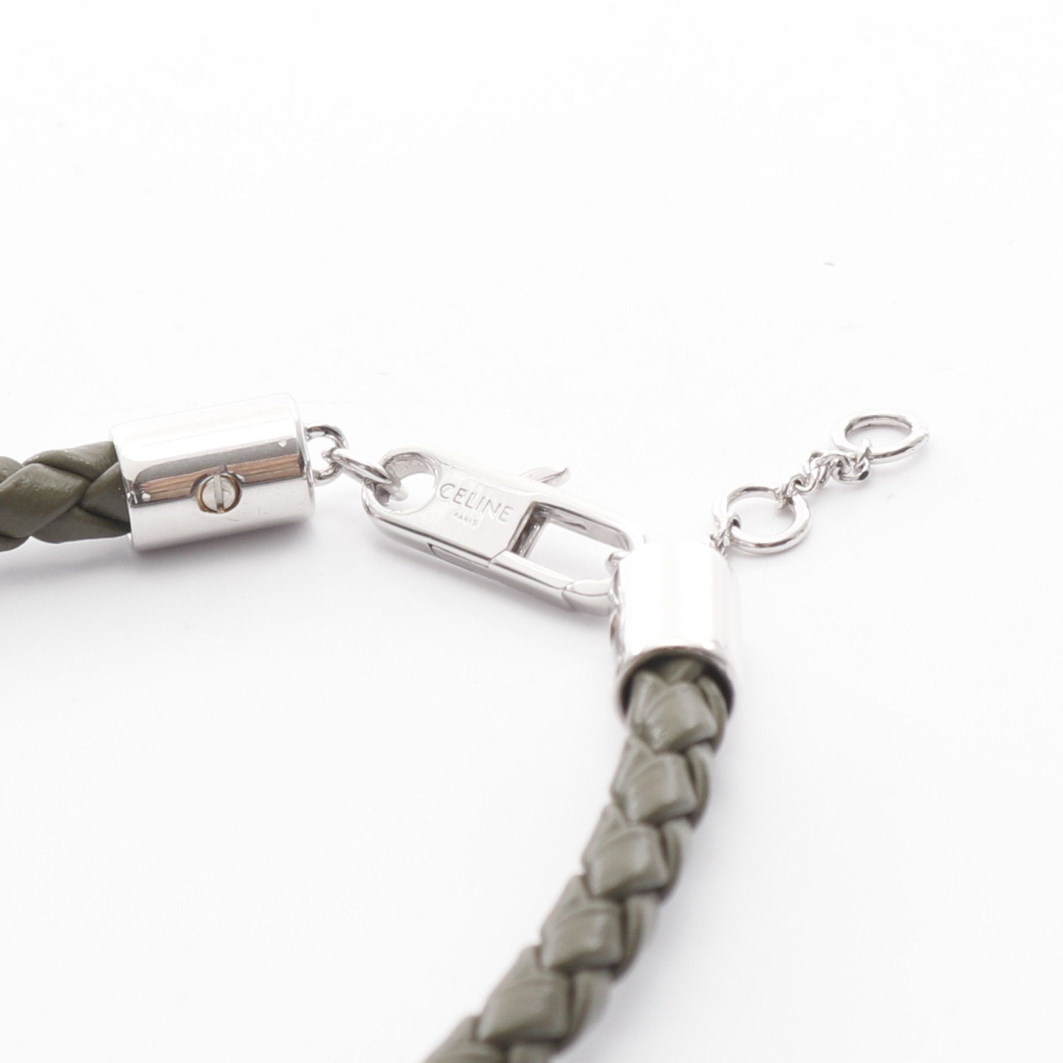 Celine Celine Triomphe Peach Bracelet Leather Dark Green Silver Size ONE SIZE - 4 Thumbnail