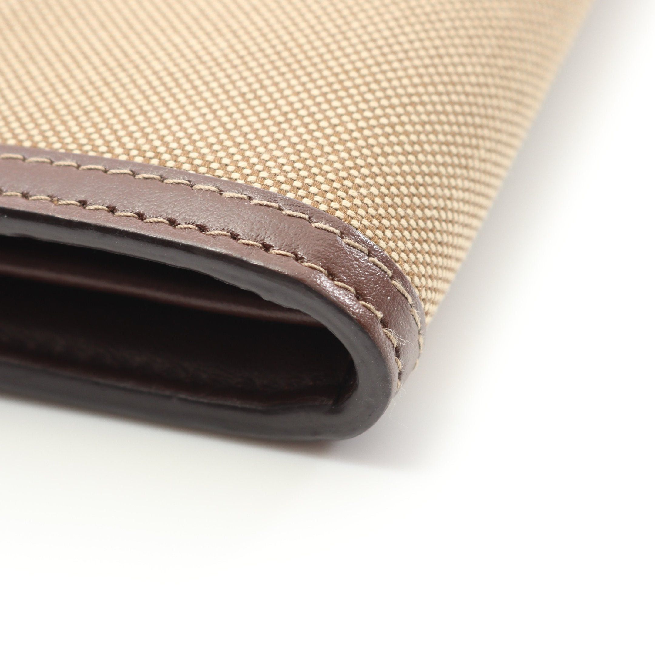 Prada Prada Logo Jacquard Round Zipper Long Wallet Canvas Leather Beige Dark Brown Size ONE SIZE - 7 Thumbnail