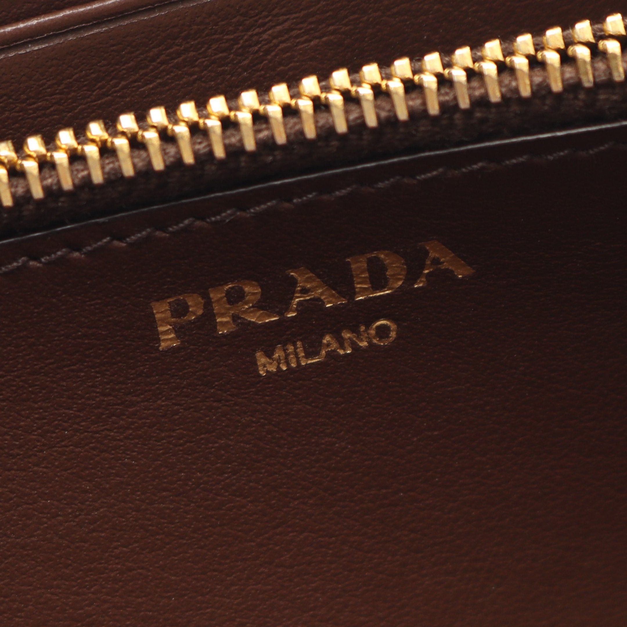 Prada Prada Logo Jacquard Round Zipper Long Wallet Canvas Leather Beige Dark Brown Size ONE SIZE - 4 Thumbnail