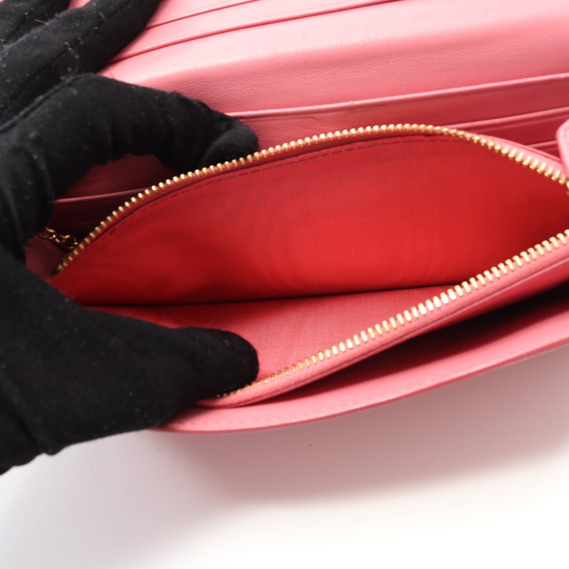 Prada Prada Vittello Move Tr Bi-Fold Long Wallet Saffiano Leather Pink Size ONE SIZE - 6 Thumbnail