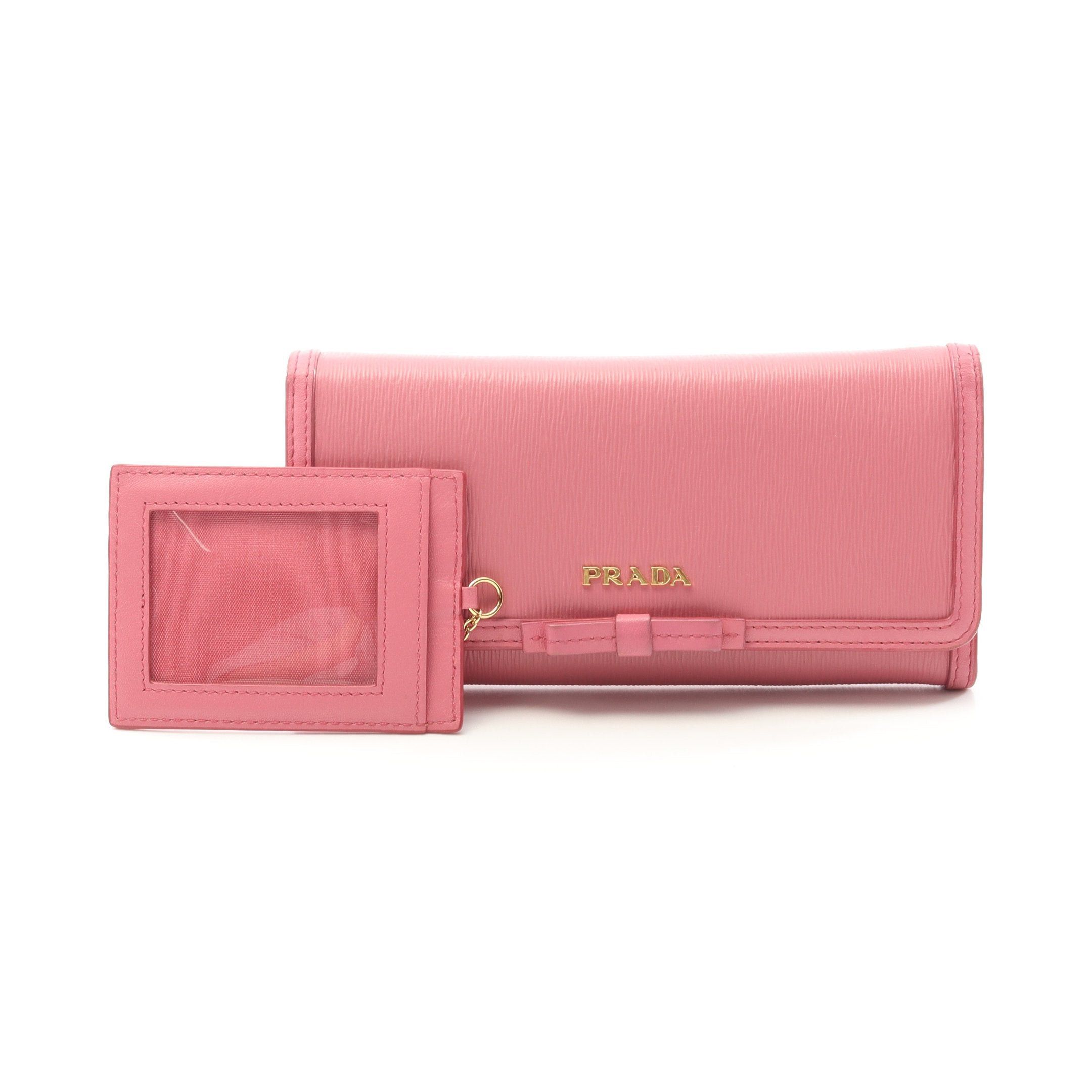Prada Prada Vittello Move Tr Bi-Fold Long Wallet Saffiano Leather Pink Size ONE SIZE - 5 Thumbnail