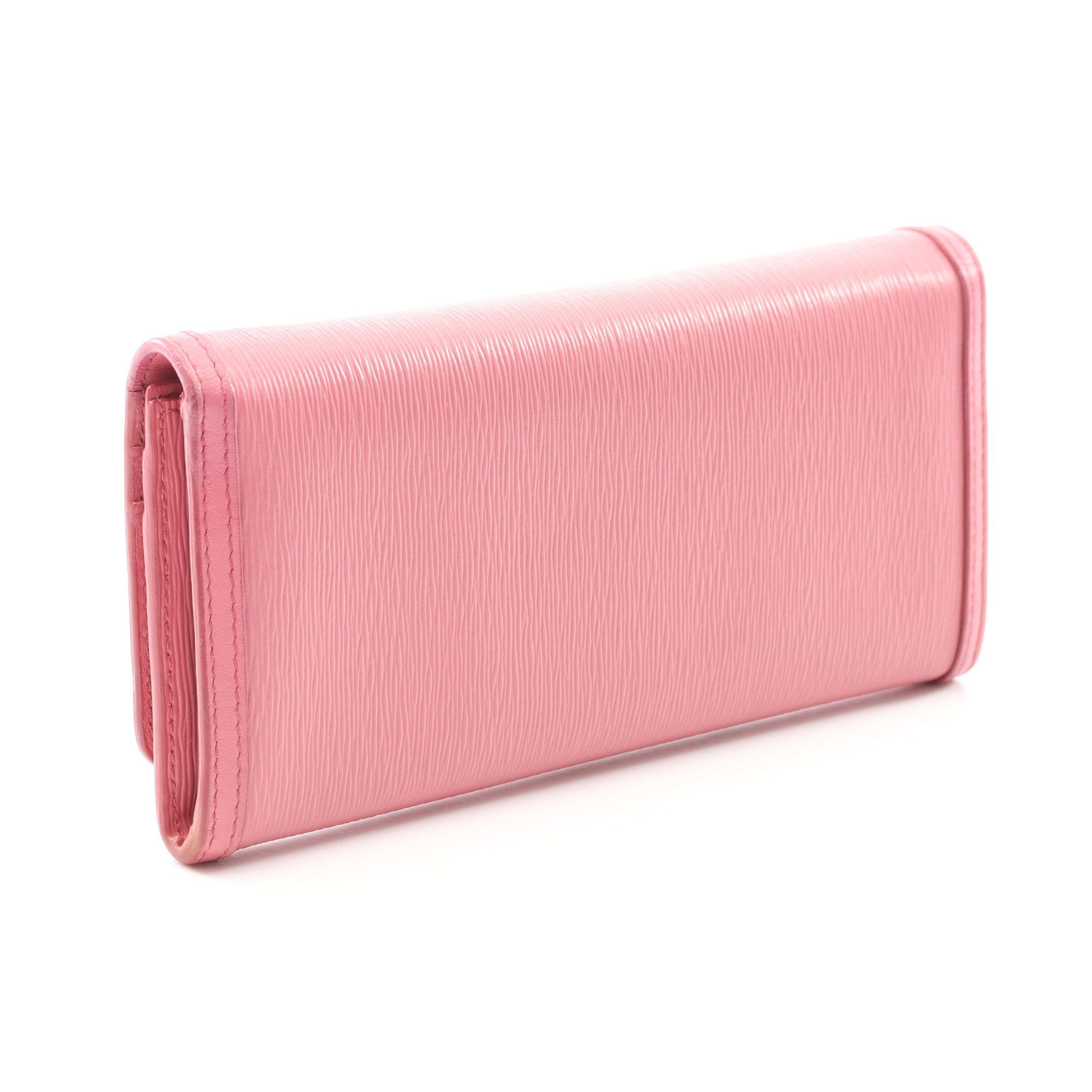 Prada Prada Vittello Move Tr Bi-Fold Long Wallet Saffiano Leather Pink Size ONE SIZE - 2 Thumbnail