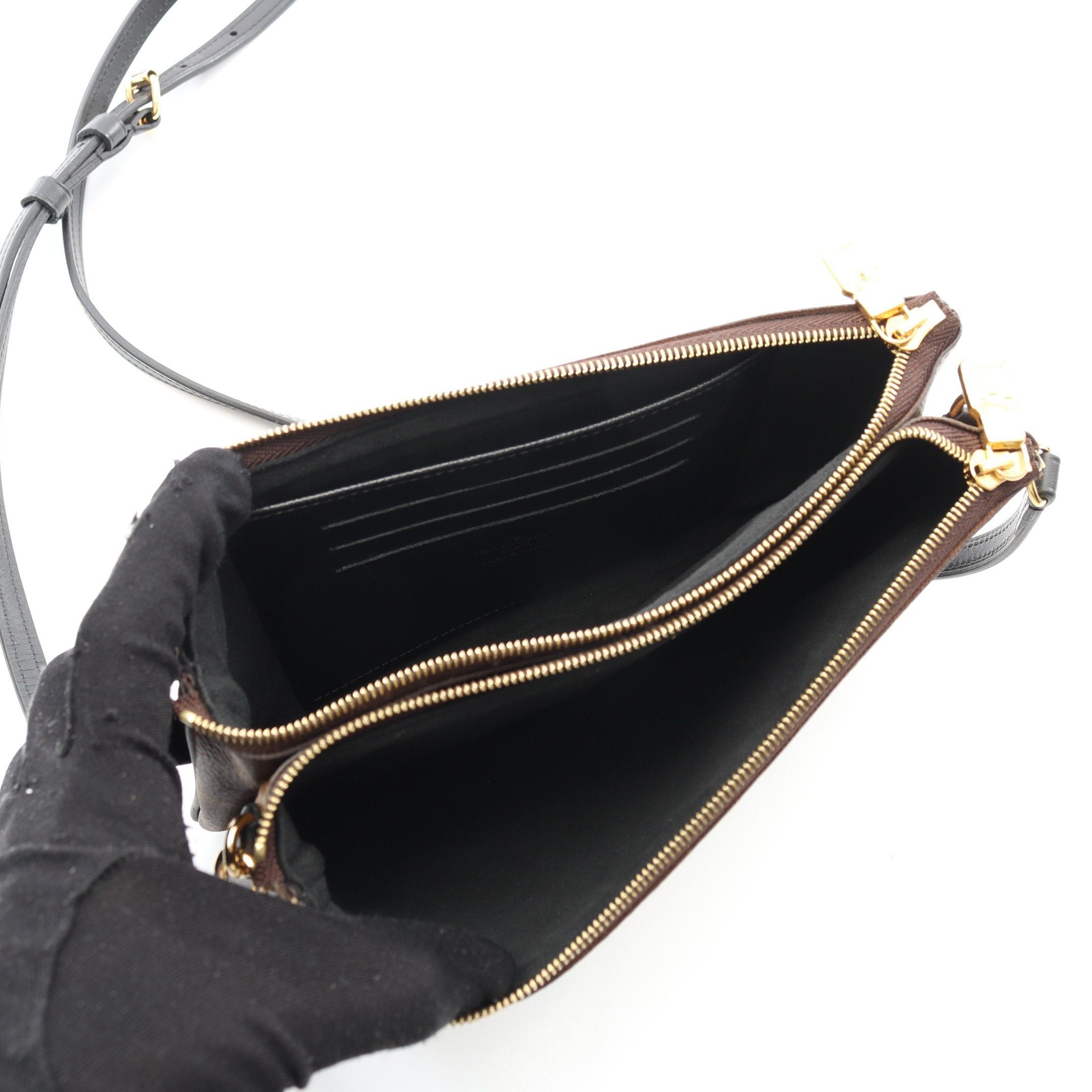 Louis Vuitton Louis Vuitton Pochette Double Zip Monogram Giant Reverse Shoulder Bag Leather Brown Beige Size ONE SIZE - 3 Thumbnail