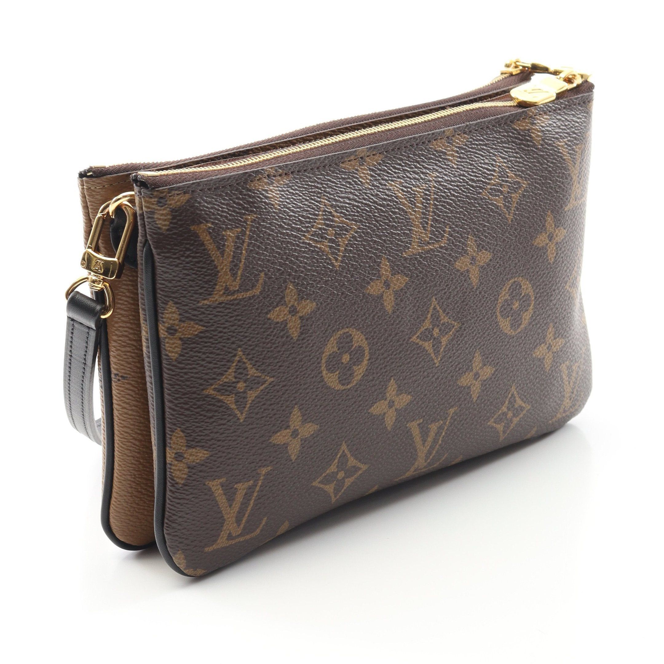 Louis Vuitton Louis Vuitton Pochette Double Zip Monogram Giant Reverse Shoulder Bag Leather Brown Beige Size ONE SIZE - 2 Thumbnail