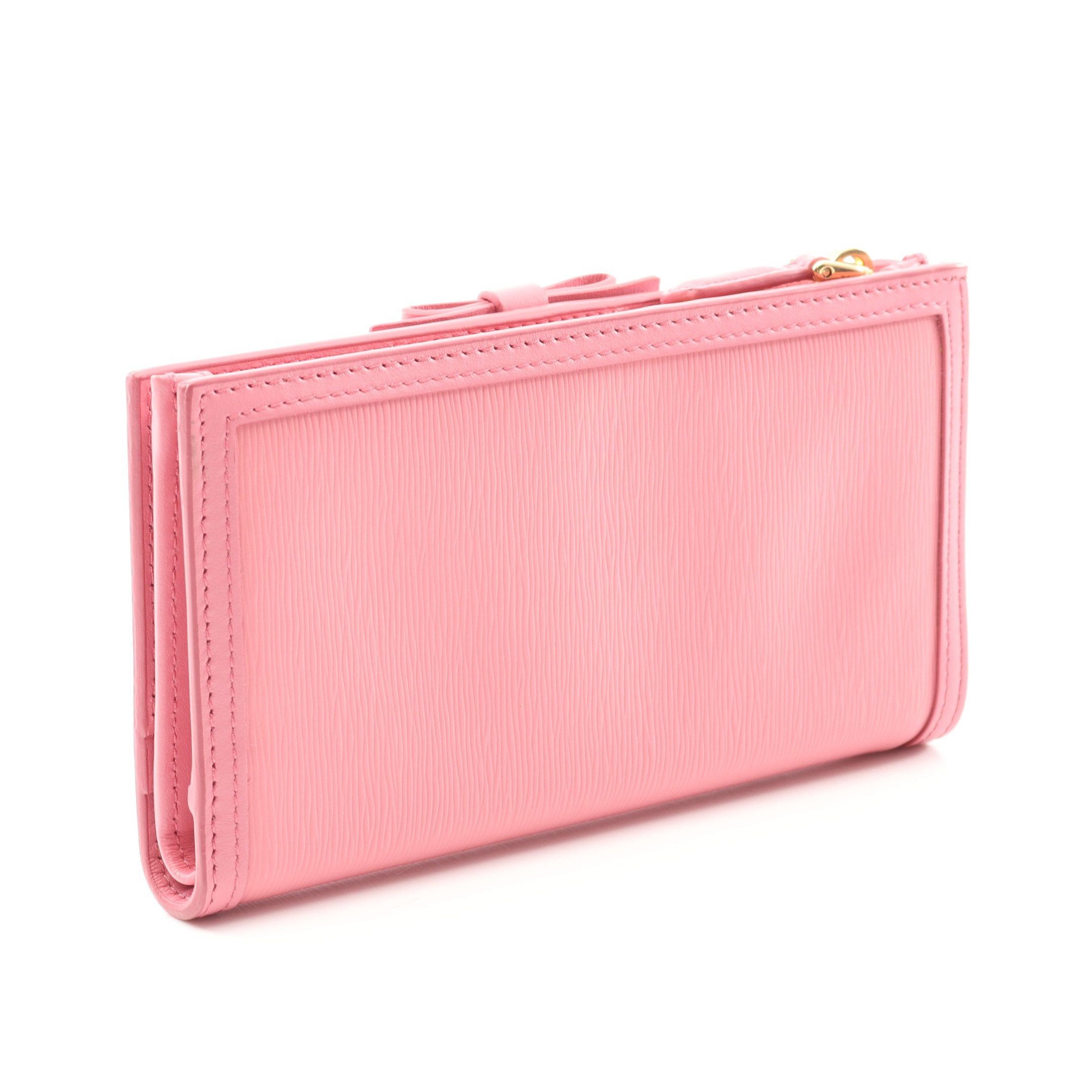 Prada Prada Vitello Move Fioco Bi-Fold Wallet Leather Pink Size ONE SIZE - 2 Thumbnail