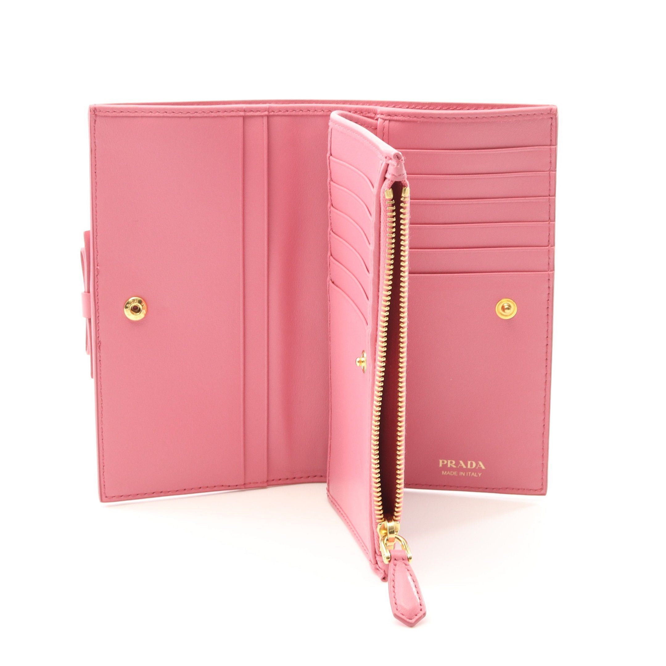 Prada Prada Vitello Move Fioco Bi-Fold Wallet Leather Pink Size ONE SIZE - 3 Thumbnail