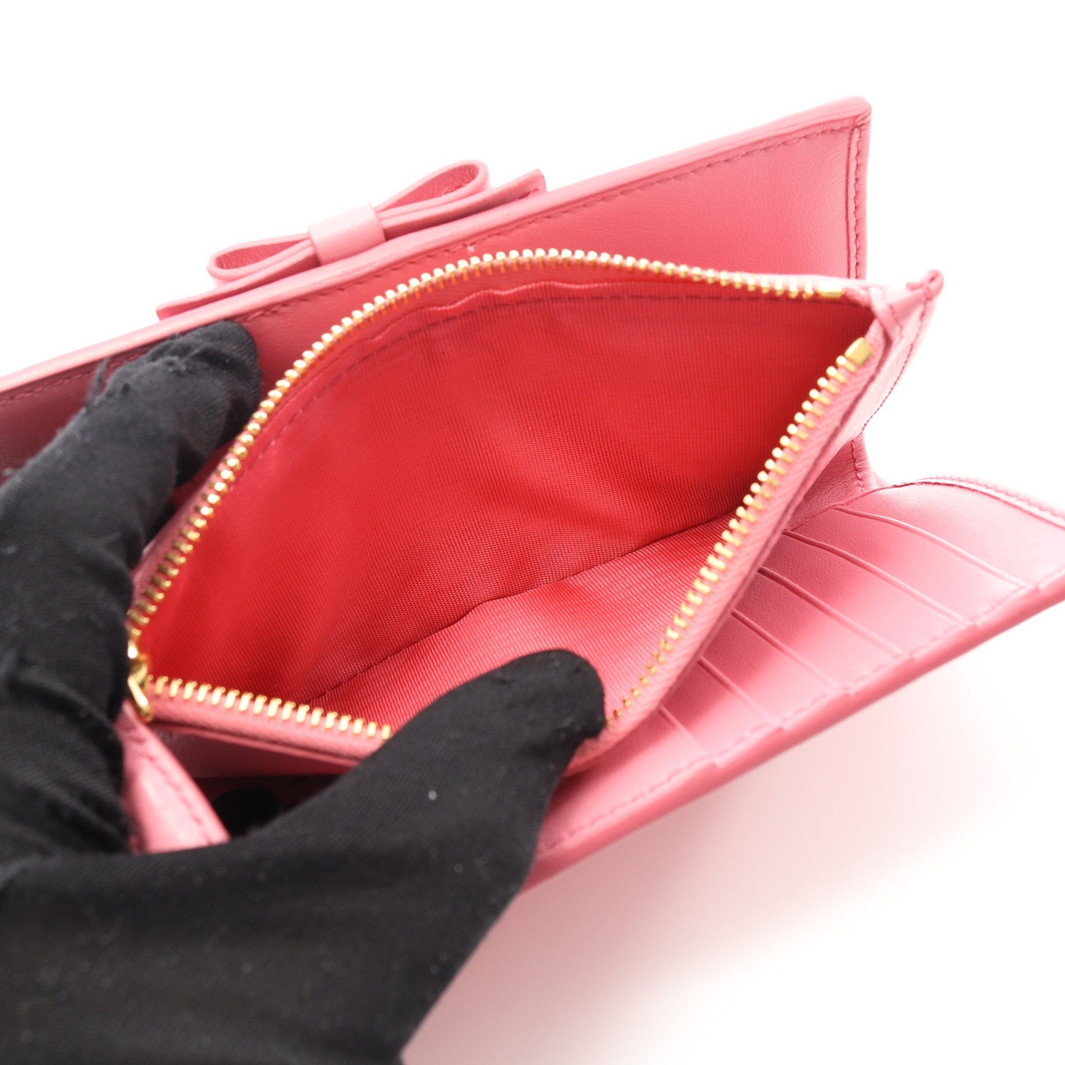 Prada Prada Vitello Move Fioco Bi-Fold Wallet Leather Pink Size ONE SIZE - 5 Thumbnail