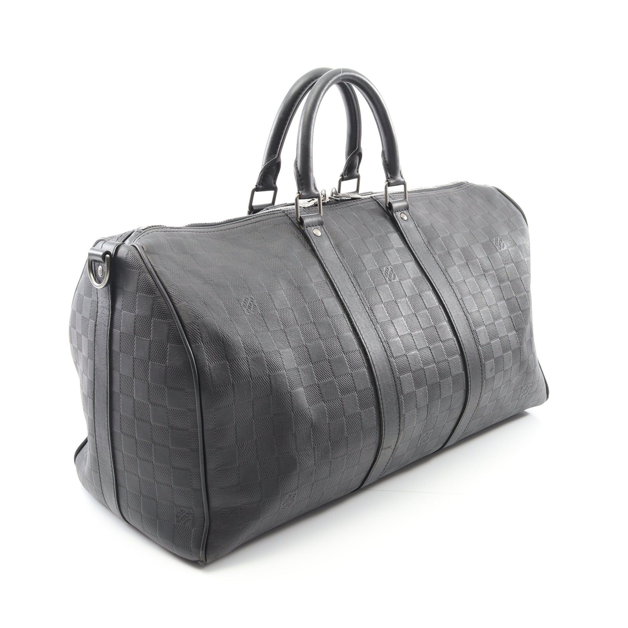 Louis Vuitton Louis Vuitton Keepall 45 Damier Infini Onyx Boston Bag Leather Black Size ONE SIZE - 2 Thumbnail