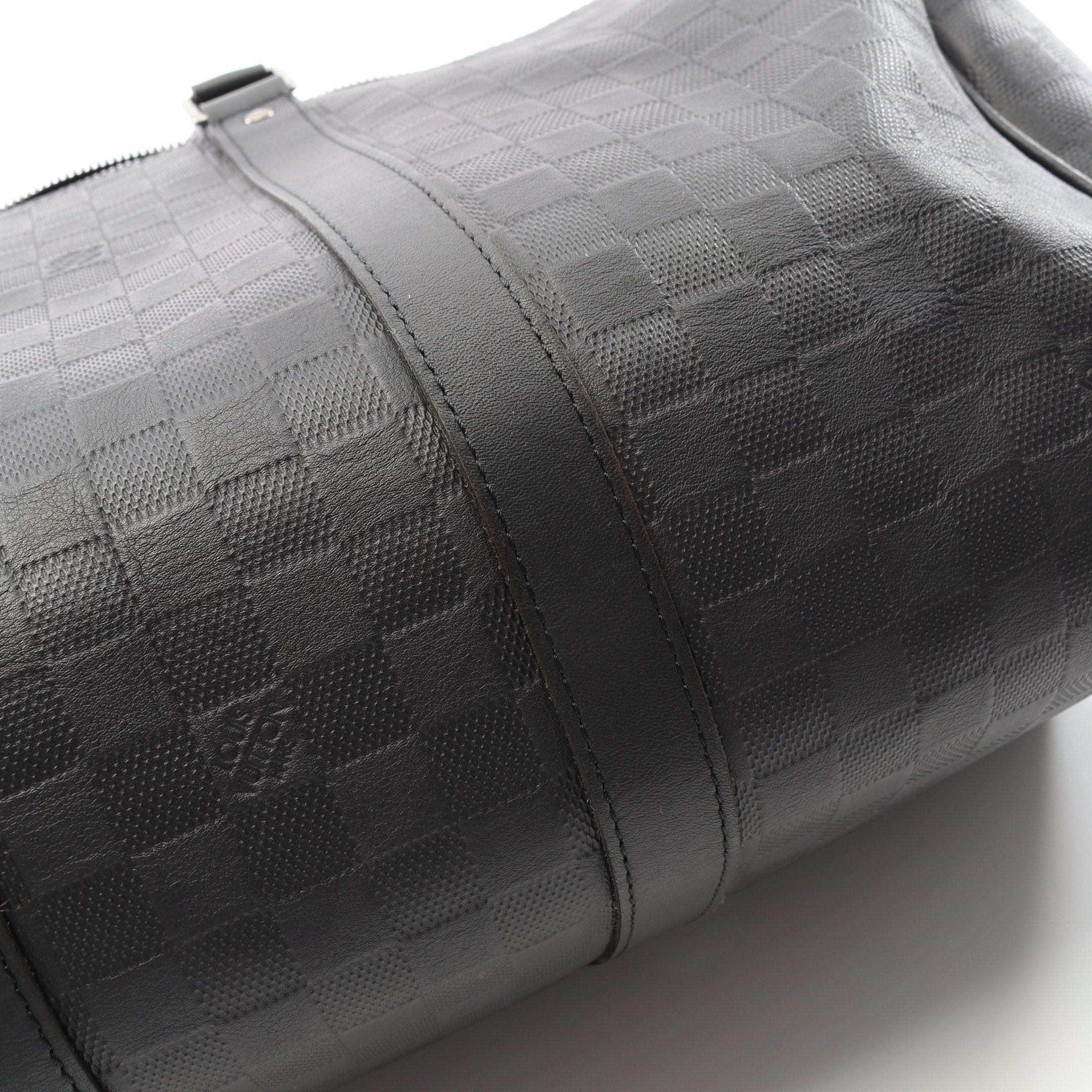 Louis Vuitton Louis Vuitton Keepall 45 Damier Infini Onyx Boston Bag Leather Black Size ONE SIZE - 10 Thumbnail
