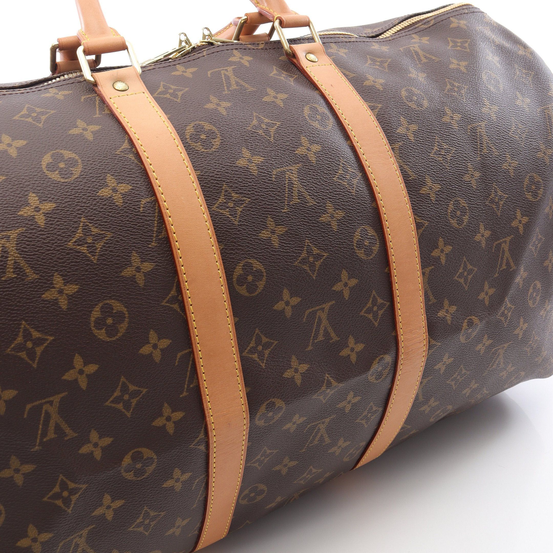 Louis Vuitton Louis Vuitton Keepall 50 Monogram Boston Bag Leather Brown Size ONE SIZE - 6 Thumbnail