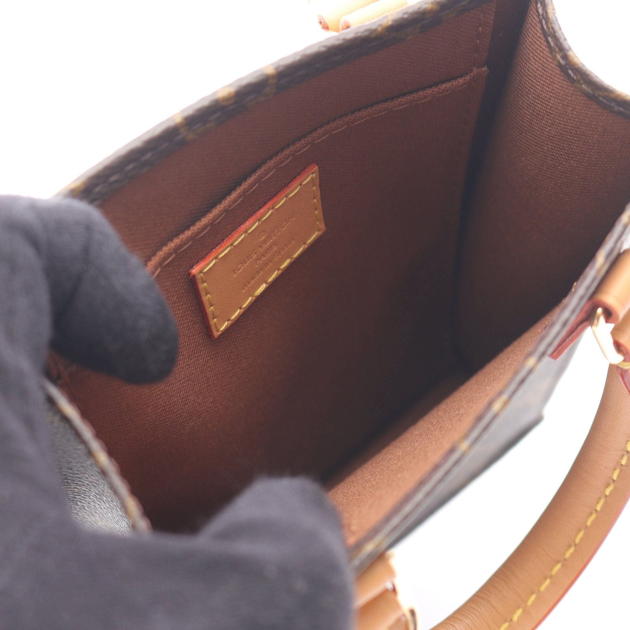 Louis Vuitton Louis Vuitton Petite Sac Plat Monogram Handbag Leather Brown Size ONE SIZE - 3 Thumbnail