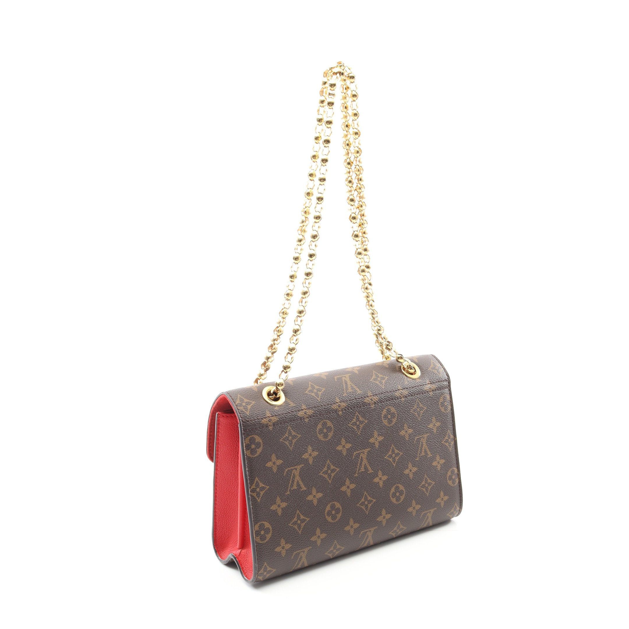 Louis Vuitton Louis Vuitton Victor Monogram Cerise Chain Shoulder Bag Leather Brown Red Size ONE SIZE - 2 Thumbnail
