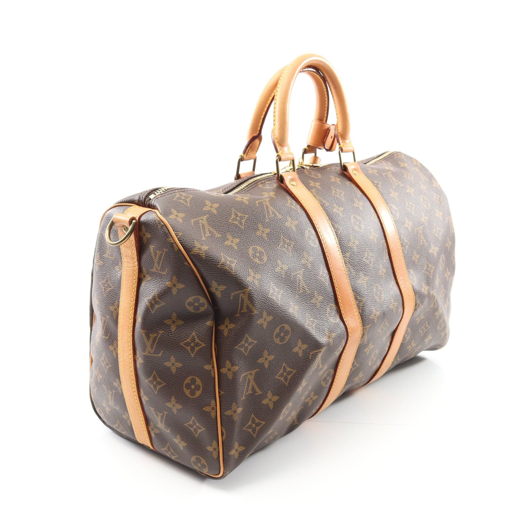 Louis Vuitton Louis Vuitton Keepall 45 Monogram Boston Bag Leather Brown Size ONE SIZE - 2 Thumbnail