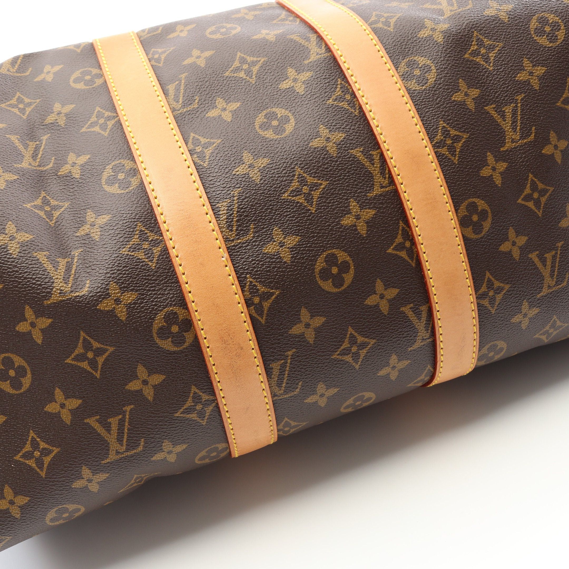 Louis Vuitton Louis Vuitton Keepall 45 Monogram Boston Bag Leather Brown Size ONE SIZE - 7 Thumbnail
