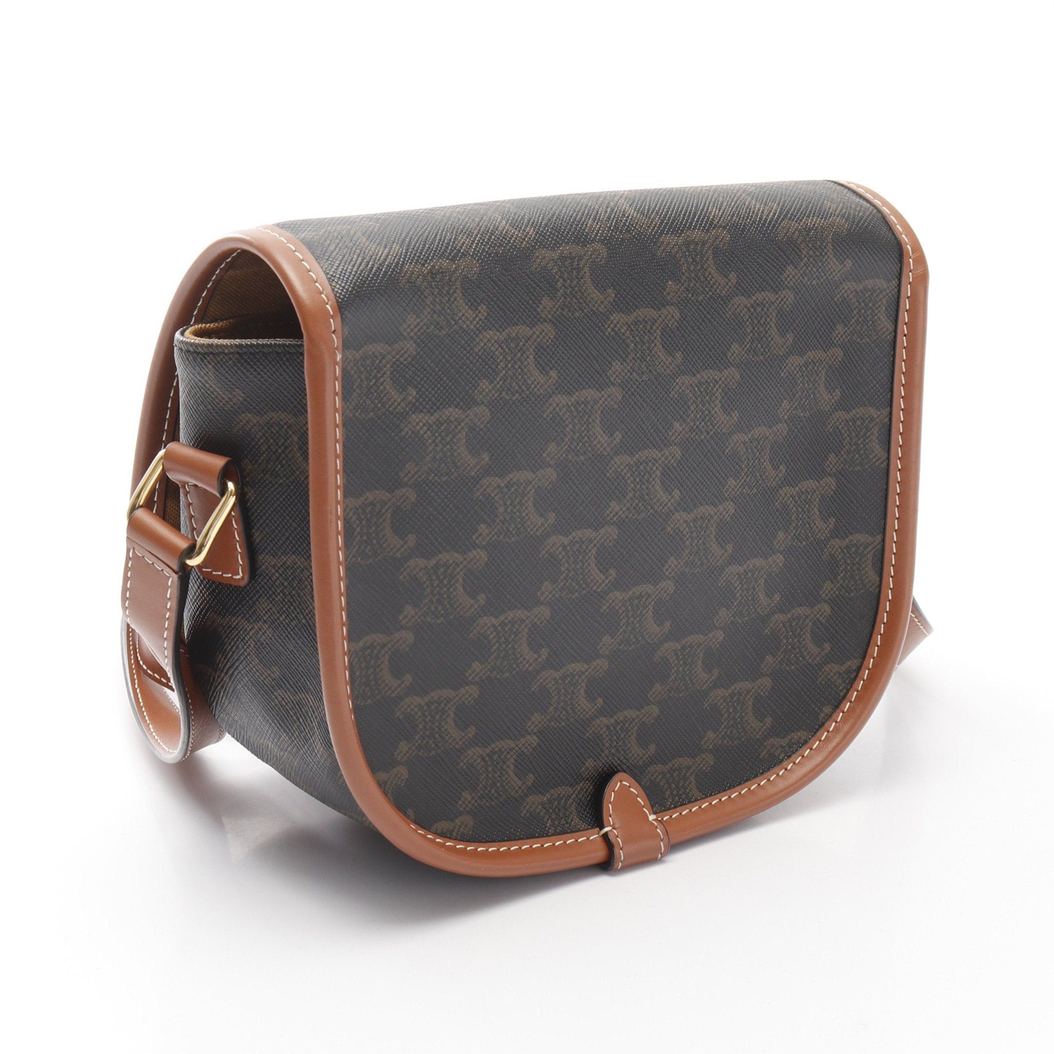 Celine Celine Falco Medium Bag Triomphe Shoulder Leather Black Brown Size ONE SIZE - 2 Thumbnail