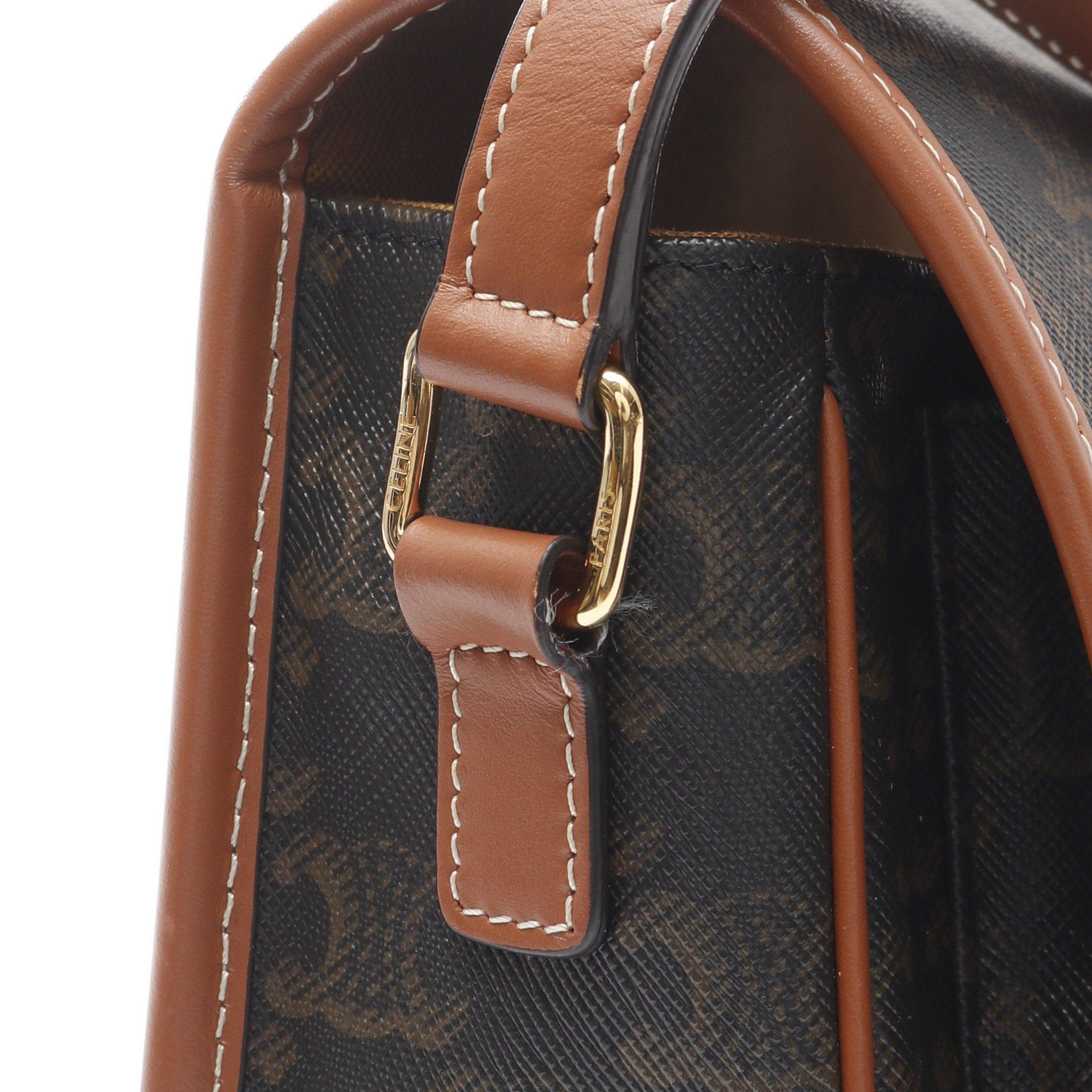 Celine Celine Falco Medium Bag Triomphe Shoulder Leather Black Brown Size ONE SIZE - 7 Thumbnail