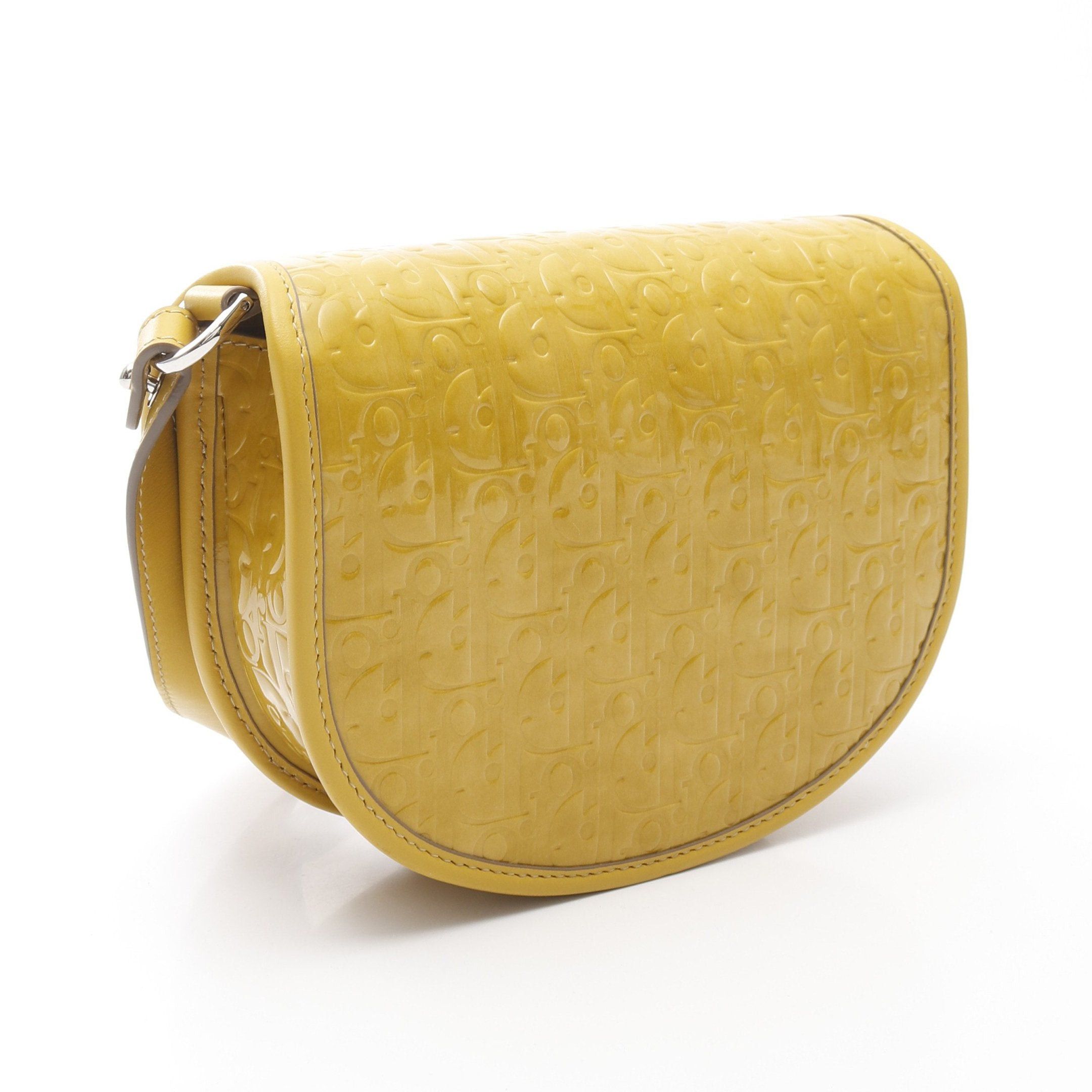Dior Dior Gallop Oblique Shoulder Bag Embossed Logo Patent Leather Yellow Size ONE SIZE - 2 Thumbnail