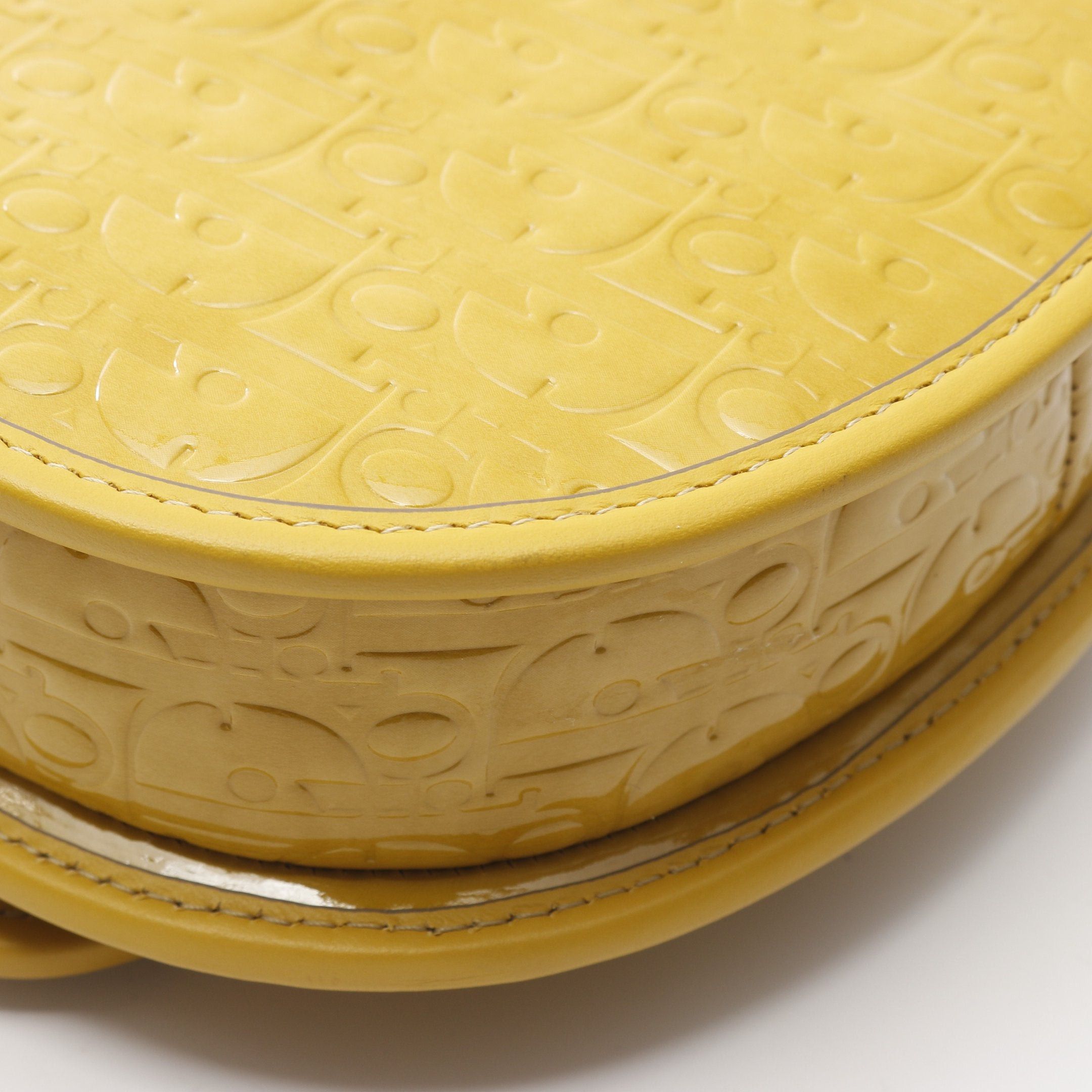 Dior Dior Gallop Oblique Shoulder Bag Embossed Logo Patent Leather Yellow Size ONE SIZE - 5 Thumbnail