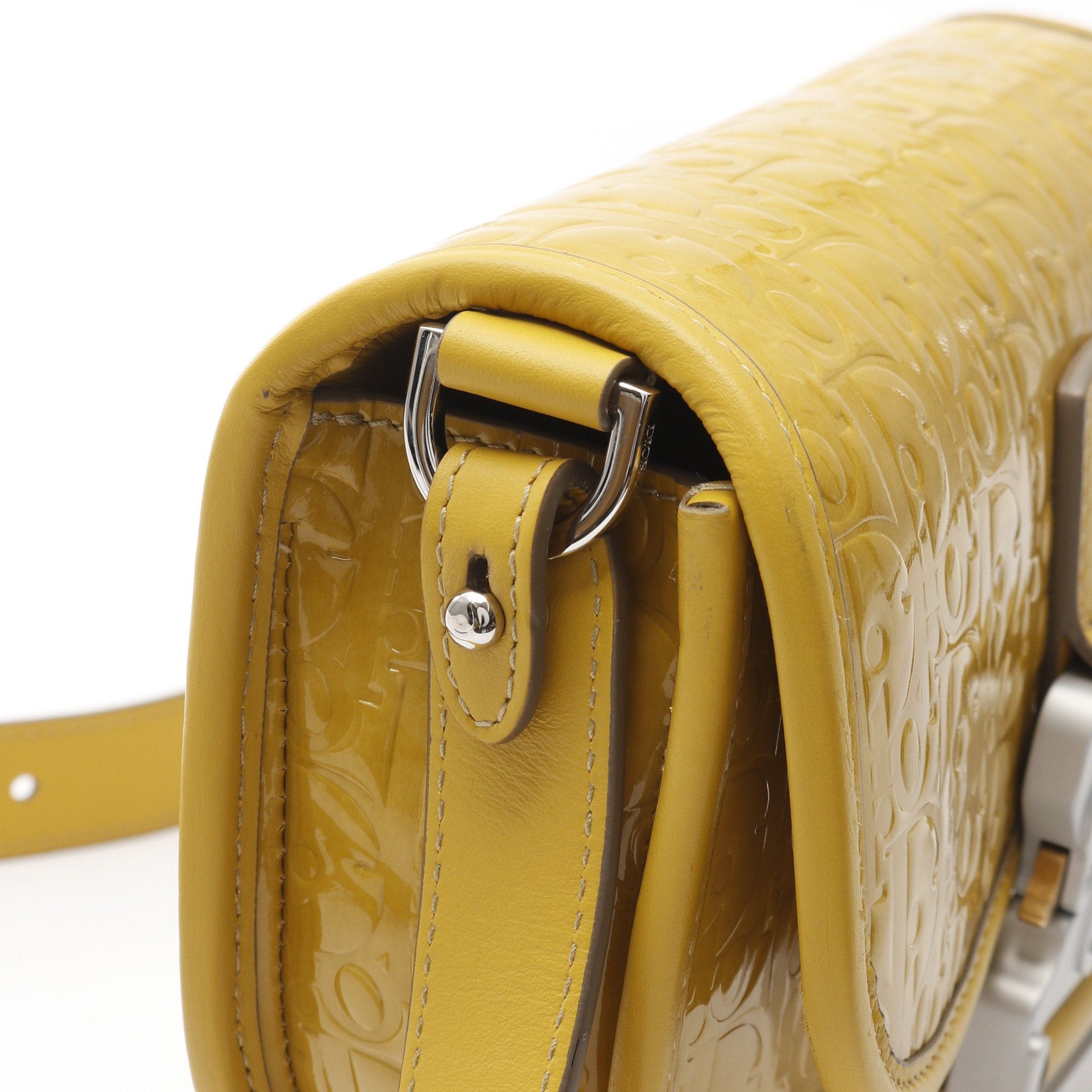 Dior Dior Gallop Oblique Shoulder Bag Embossed Logo Patent Leather Yellow Size ONE SIZE - 7 Thumbnail