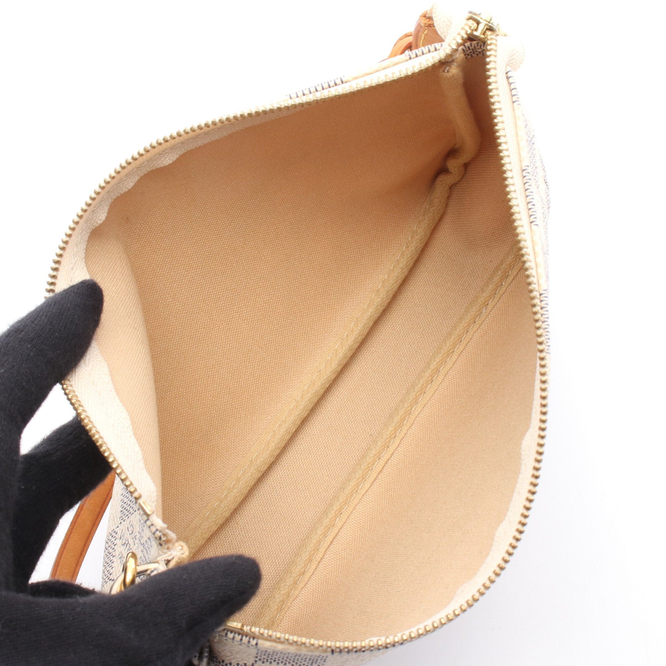 Louis Vuitton Louis Vuitton Pochette Accessoires Damier Azur Handbag Leather White Size ONE SIZE - 3 Thumbnail