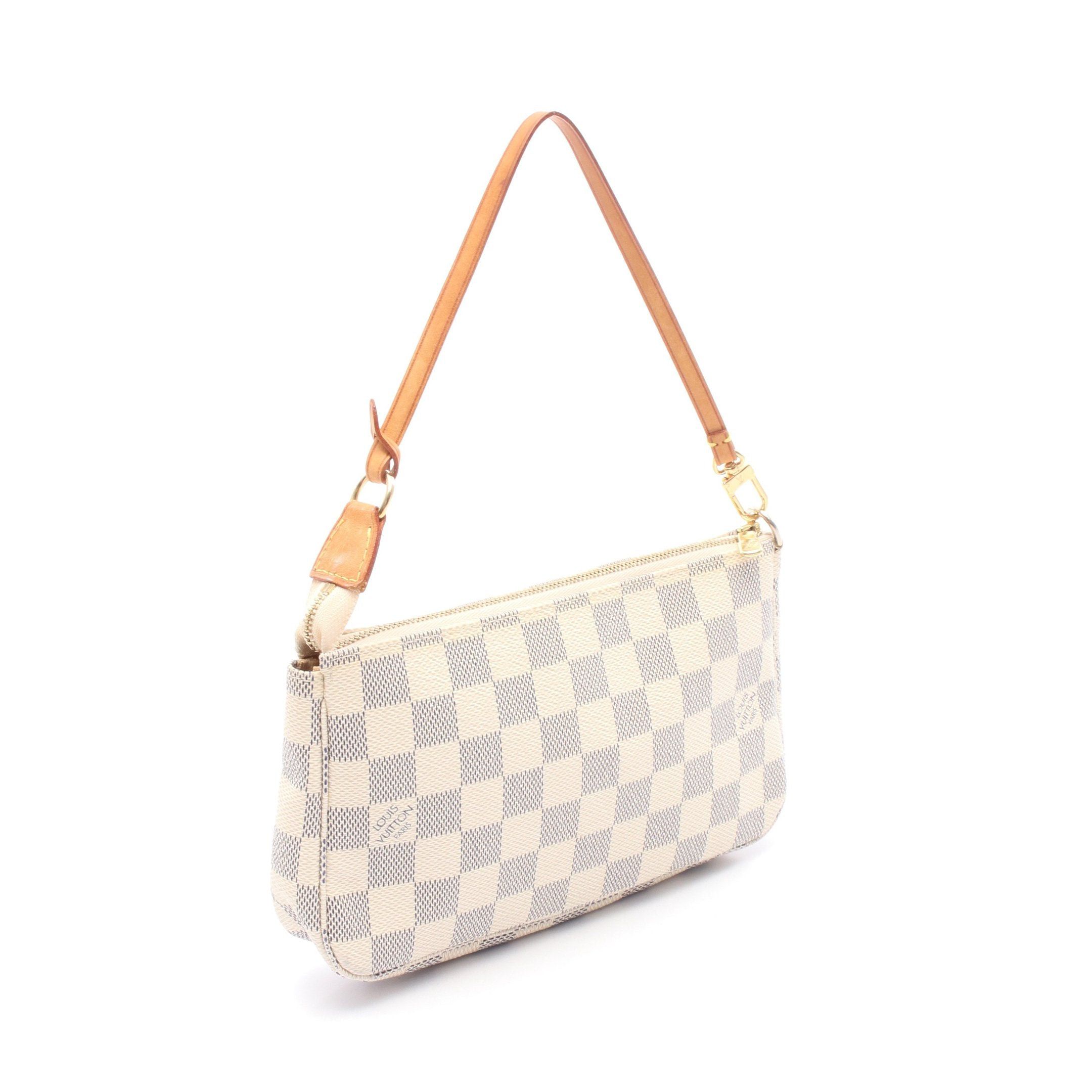 Louis Vuitton Louis Vuitton Pochette Accessoires Damier Azur Handbag Leather White Size ONE SIZE - 2 Thumbnail