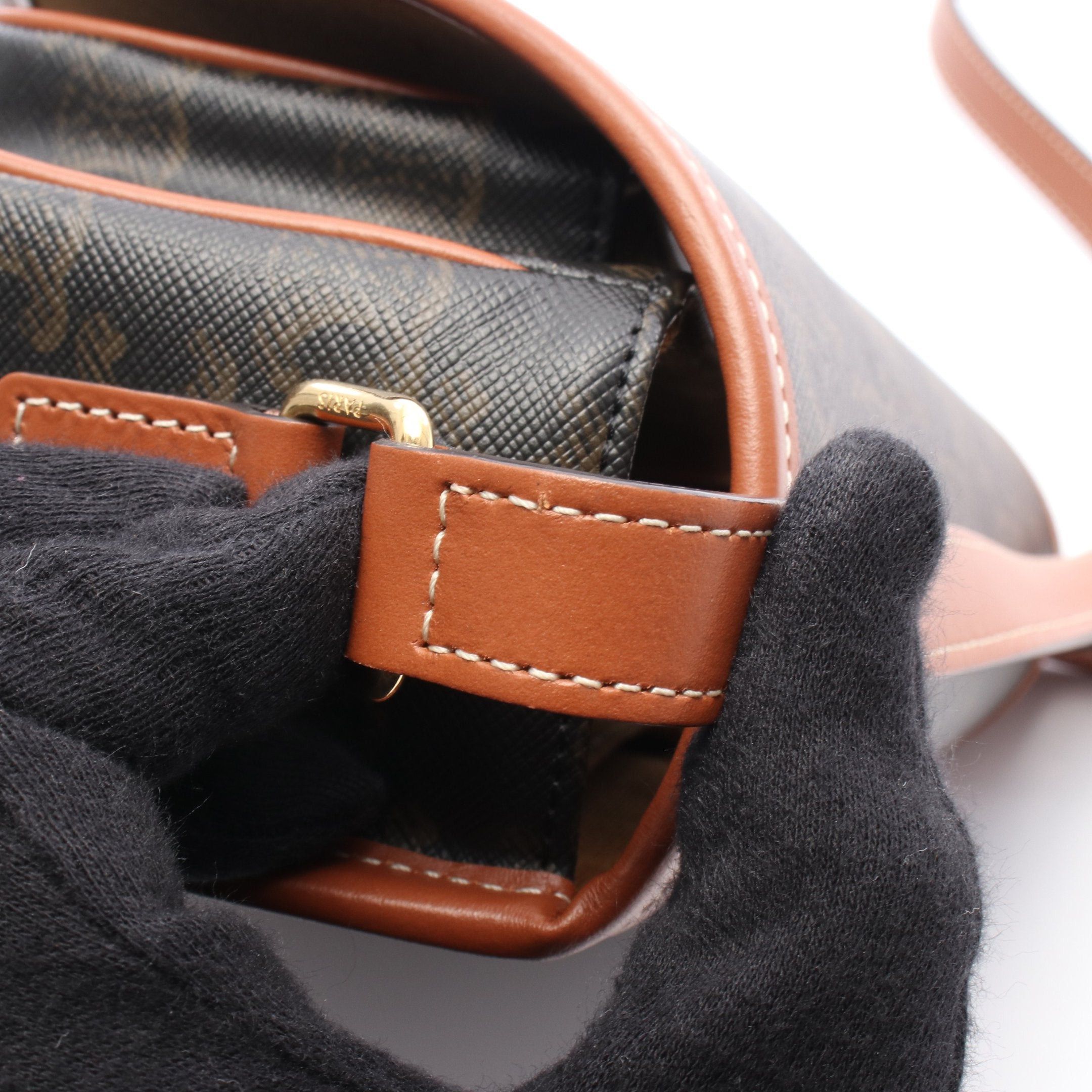 Celine Celine Falco Medium Bag Triomphe Shoulder Leather Black Brown Size ONE SIZE - 5 Thumbnail