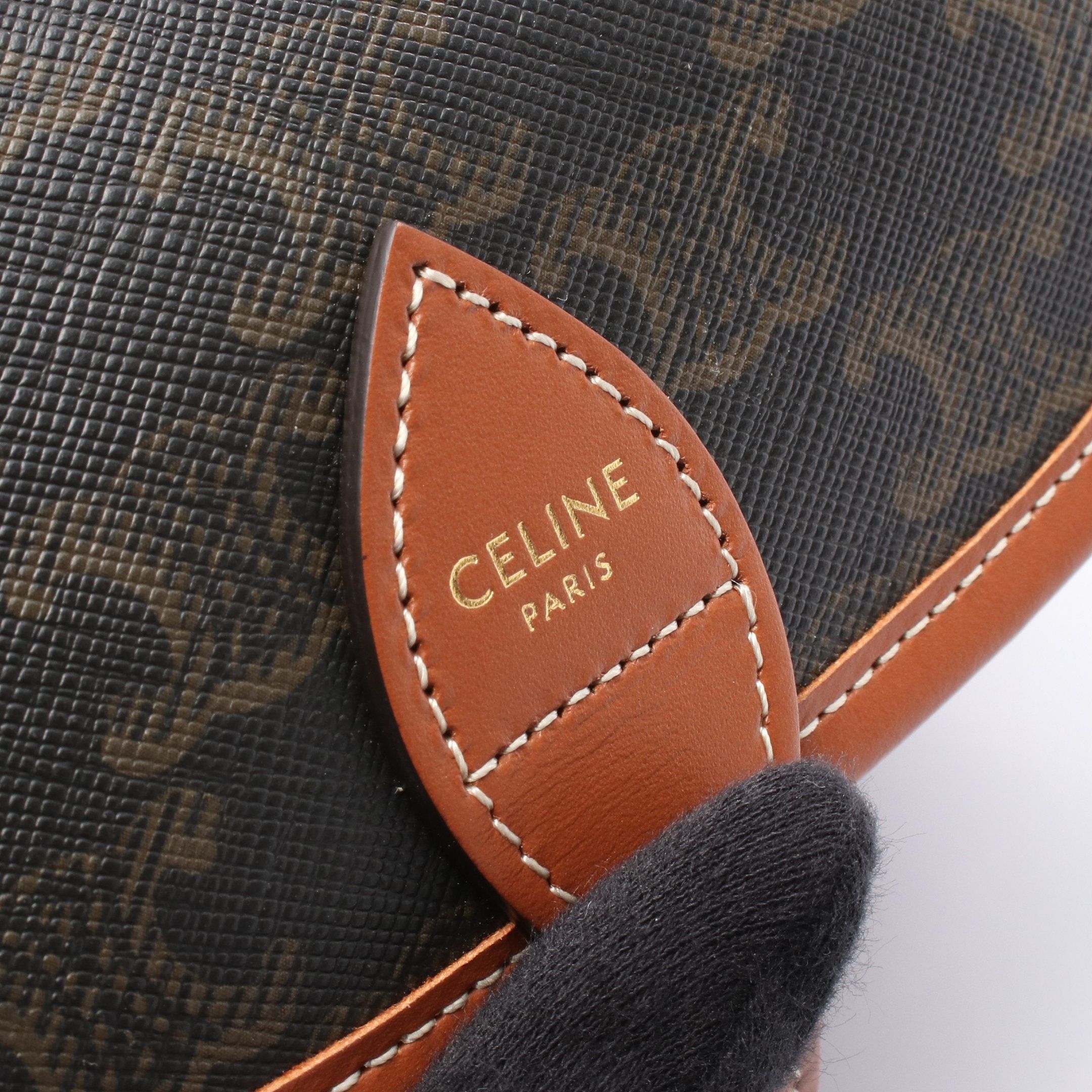 Celine Celine Falco Medium Bag Triomphe Shoulder Leather Black Brown Size ONE SIZE - 4 Thumbnail