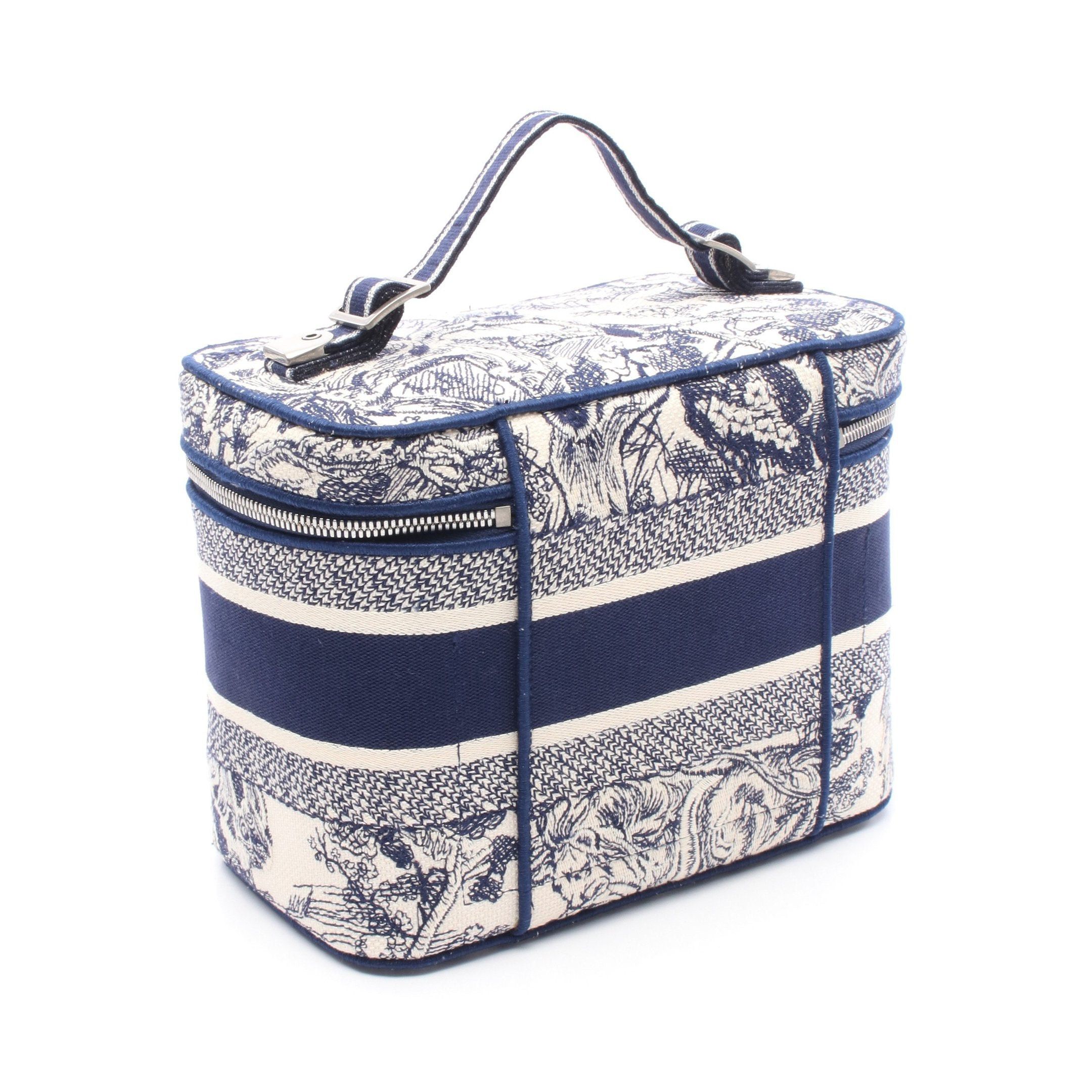 Dior Dior Diortravel Vanity Bag Canvas White Navy Size ONE SIZE - 2 Thumbnail
