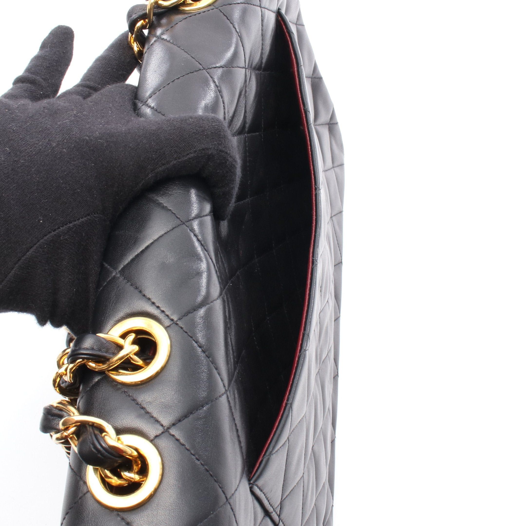Chanel Chanel Decamatlassé 34 Double Chain Shoulder Bag Lambskin Black Gold Hardware Size ONE SIZE - 8 Thumbnail