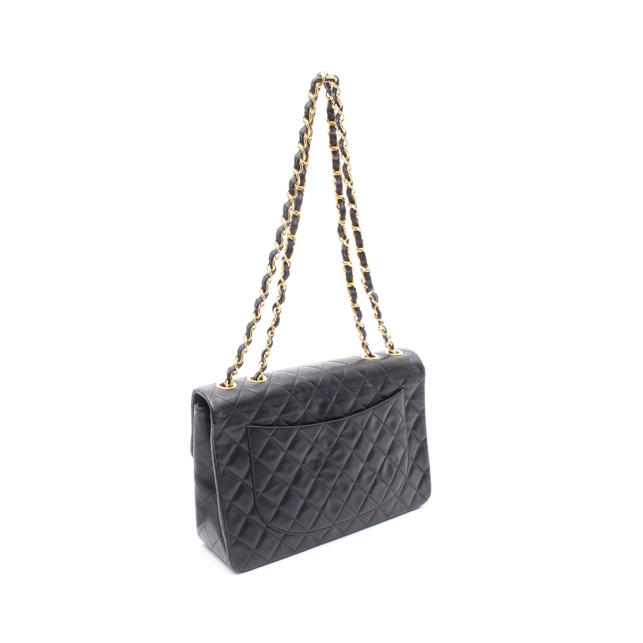 Chanel Chanel Decamatlassé 34 Double Chain Shoulder Bag Lambskin Black Gold Hardware Size ONE SIZE - 2 Thumbnail