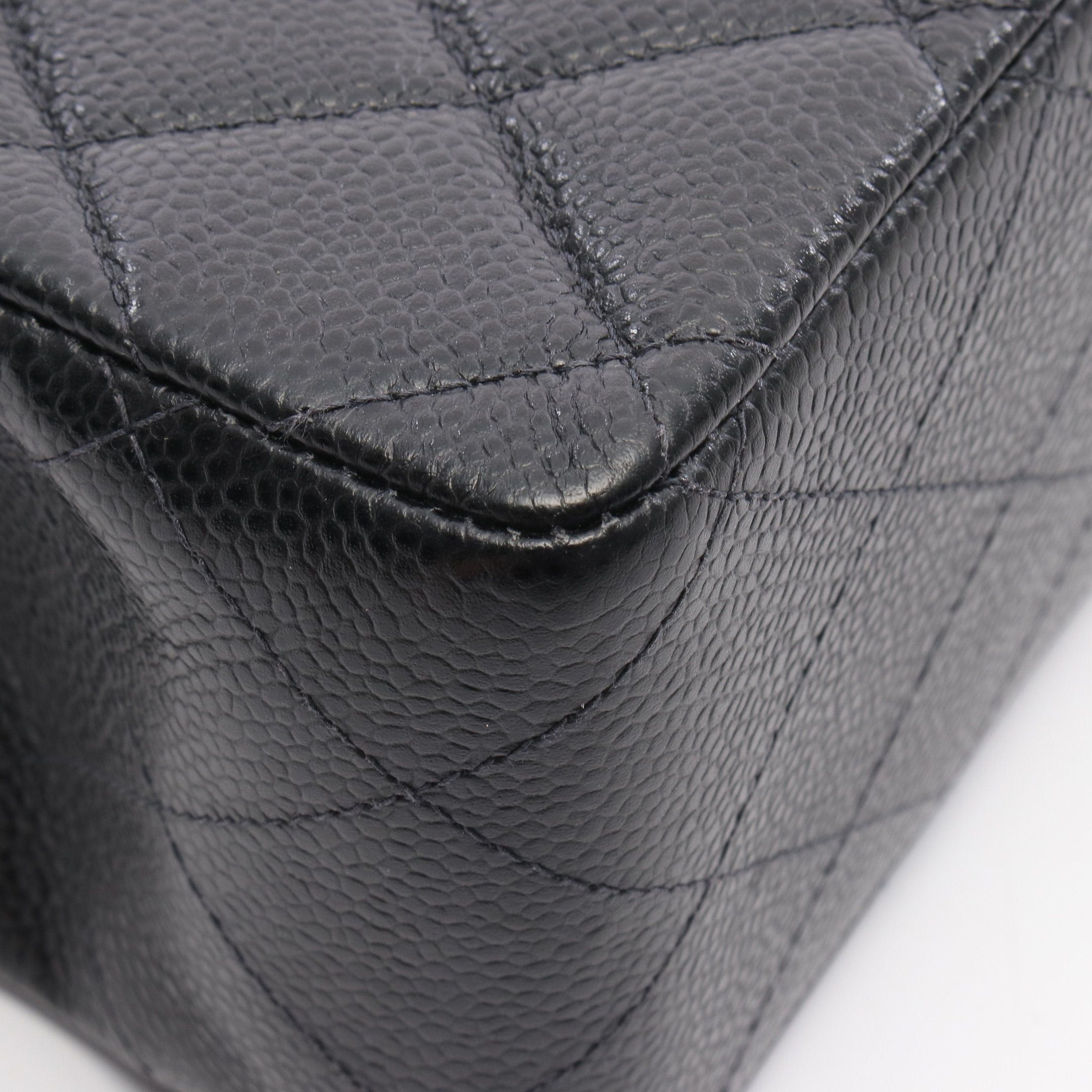 Chanel Chanel Matelasse 30 Single Flap Double Chain Shoulder Bag Caviar Skin Black Silver Hardware Size ONE SIZE - 8 Thumbnail