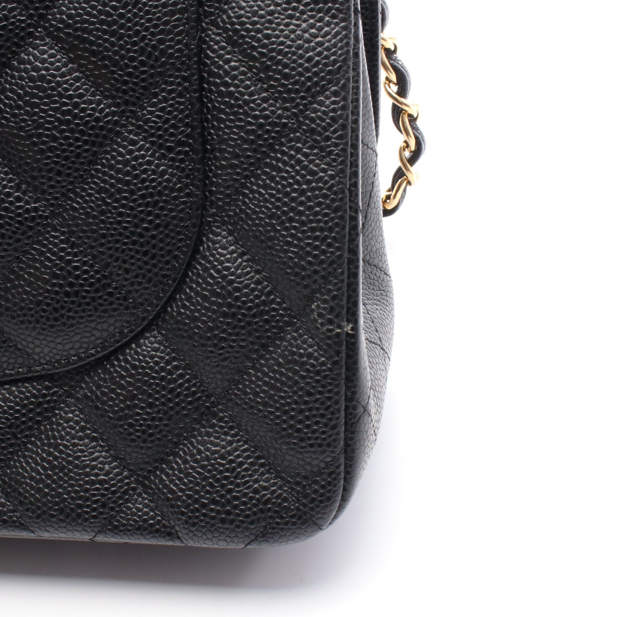 Chanel Chanel Decamatlassé 30 Classic Large Double Flap Chain Shoulder Bag Caviar Skin Black Gold Hardware Size ONE SIZE - 10 Thumbnail
