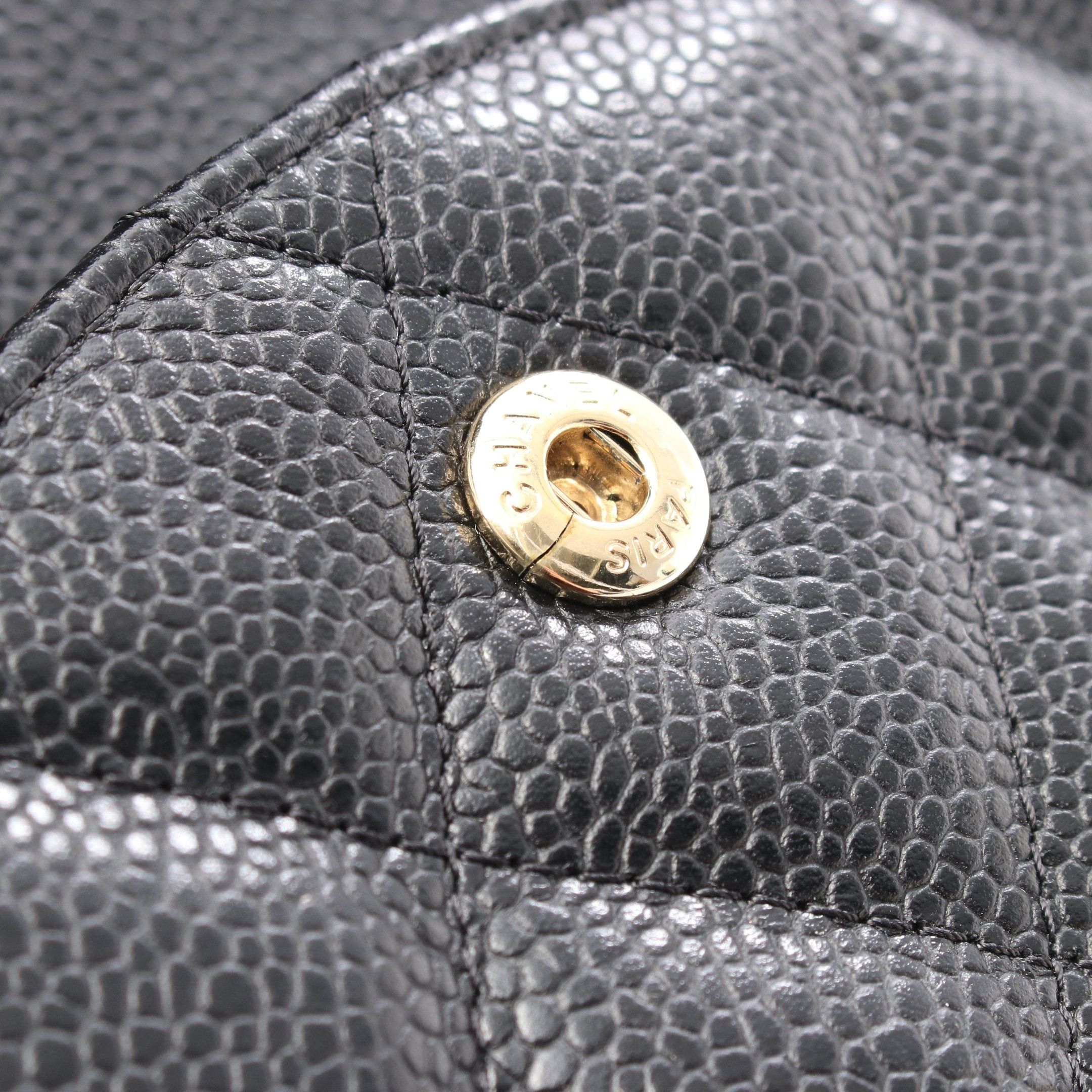 Chanel Chanel Decamatlassé 30 Classic Large Double Flap Chain Shoulder Bag Caviar Skin Black Gold Hardware Size ONE SIZE - 7 Thumbnail