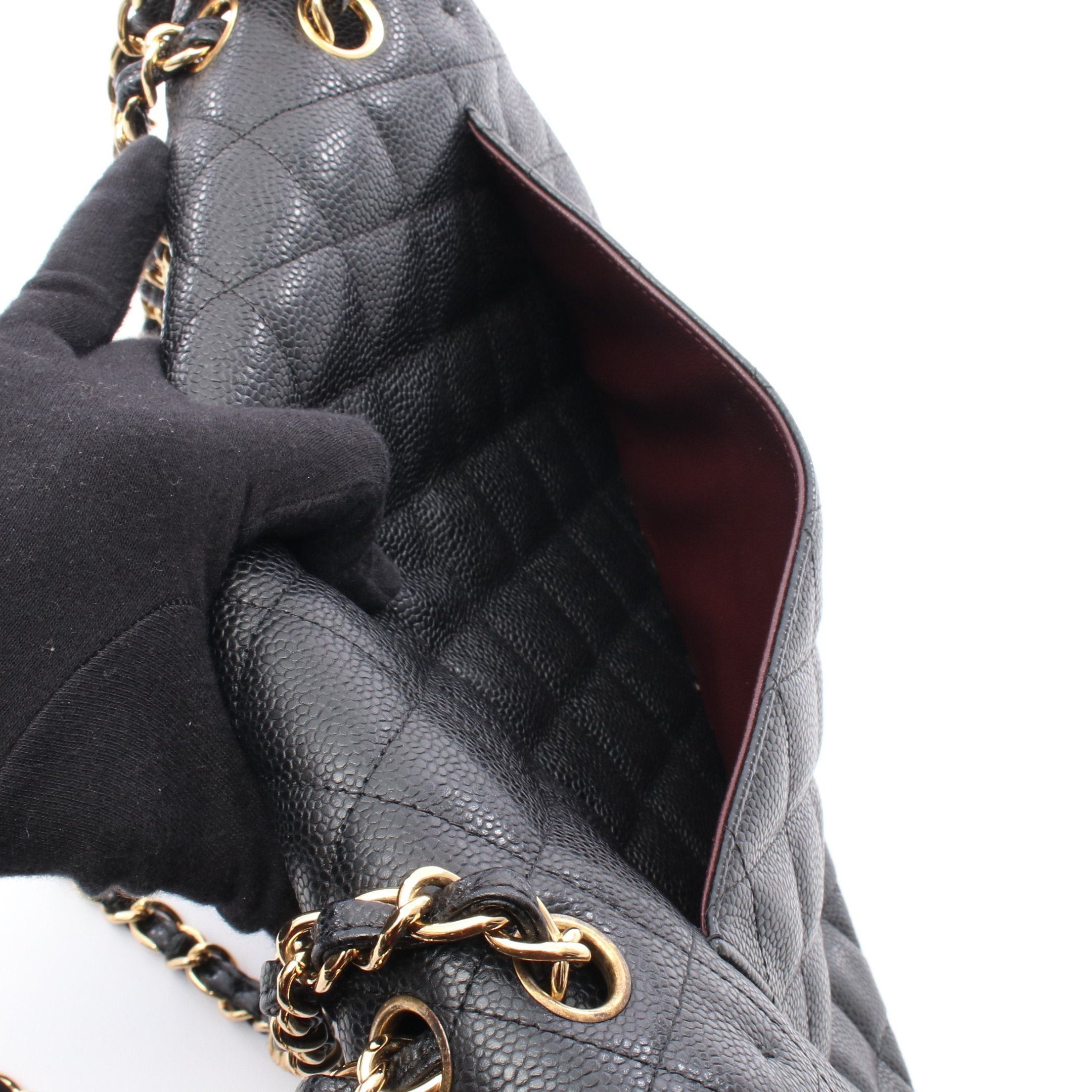 Chanel Chanel Decamatlassé 30 Classic Large Double Flap Chain Shoulder Bag Caviar Skin Black Gold Hardware Size ONE SIZE - 9 Thumbnail