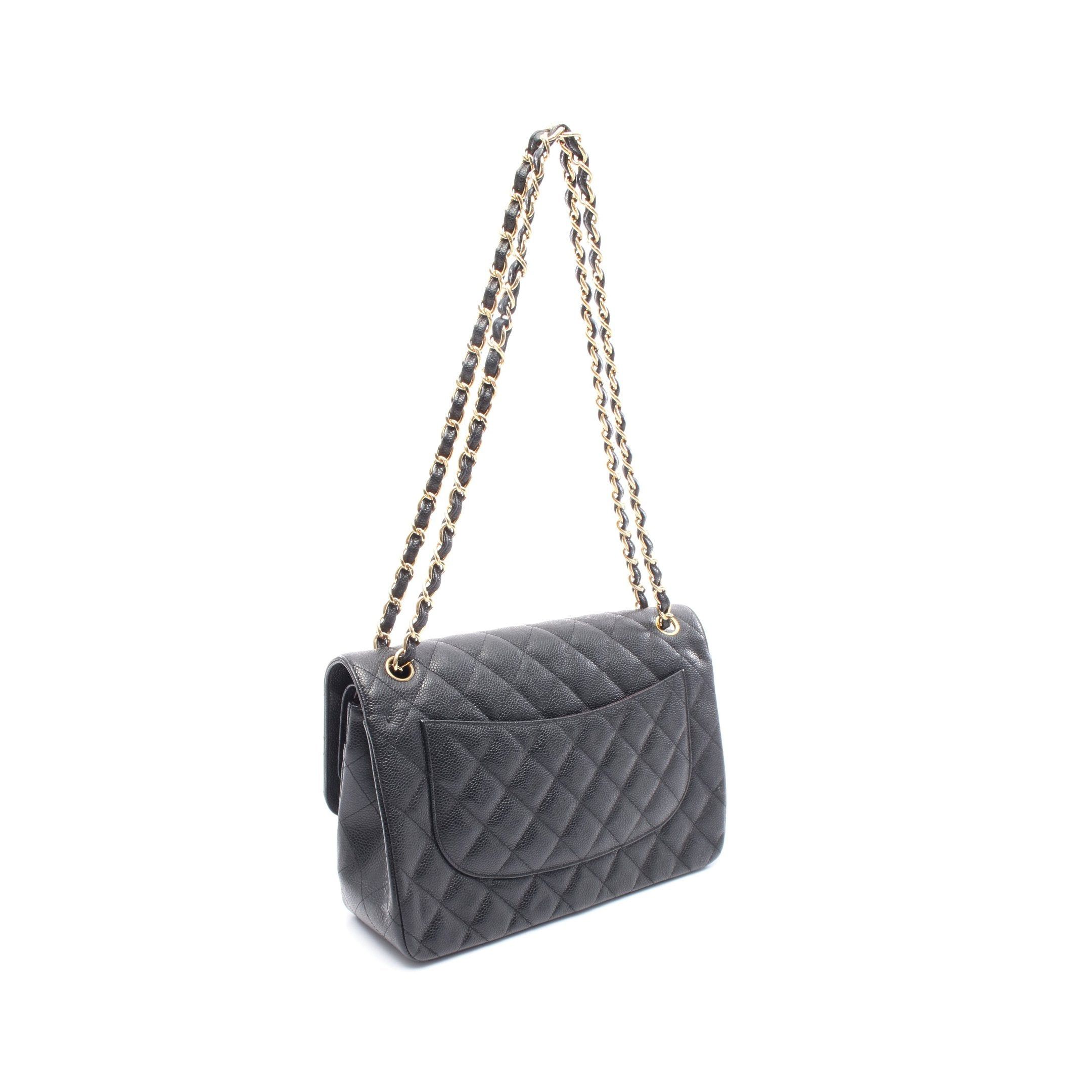 Chanel Chanel Decamatlassé 30 Classic Large Double Flap Chain Shoulder Bag Caviar Skin Black Gold Hardware Size ONE SIZE - 2 Thumbnail