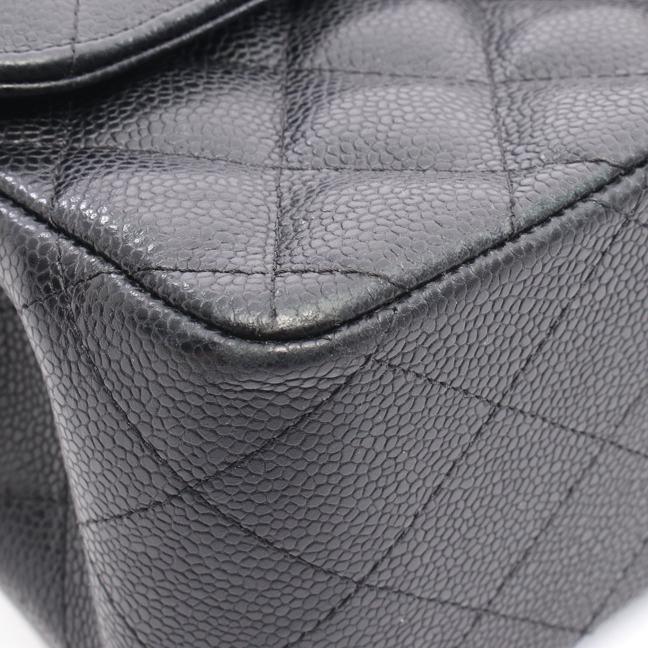 Chanel Chanel Decamatlassé 30 Classic Large Double Flap Chain Shoulder Bag Caviar Skin Black Gold Hardware Size ONE SIZE - 8 Thumbnail