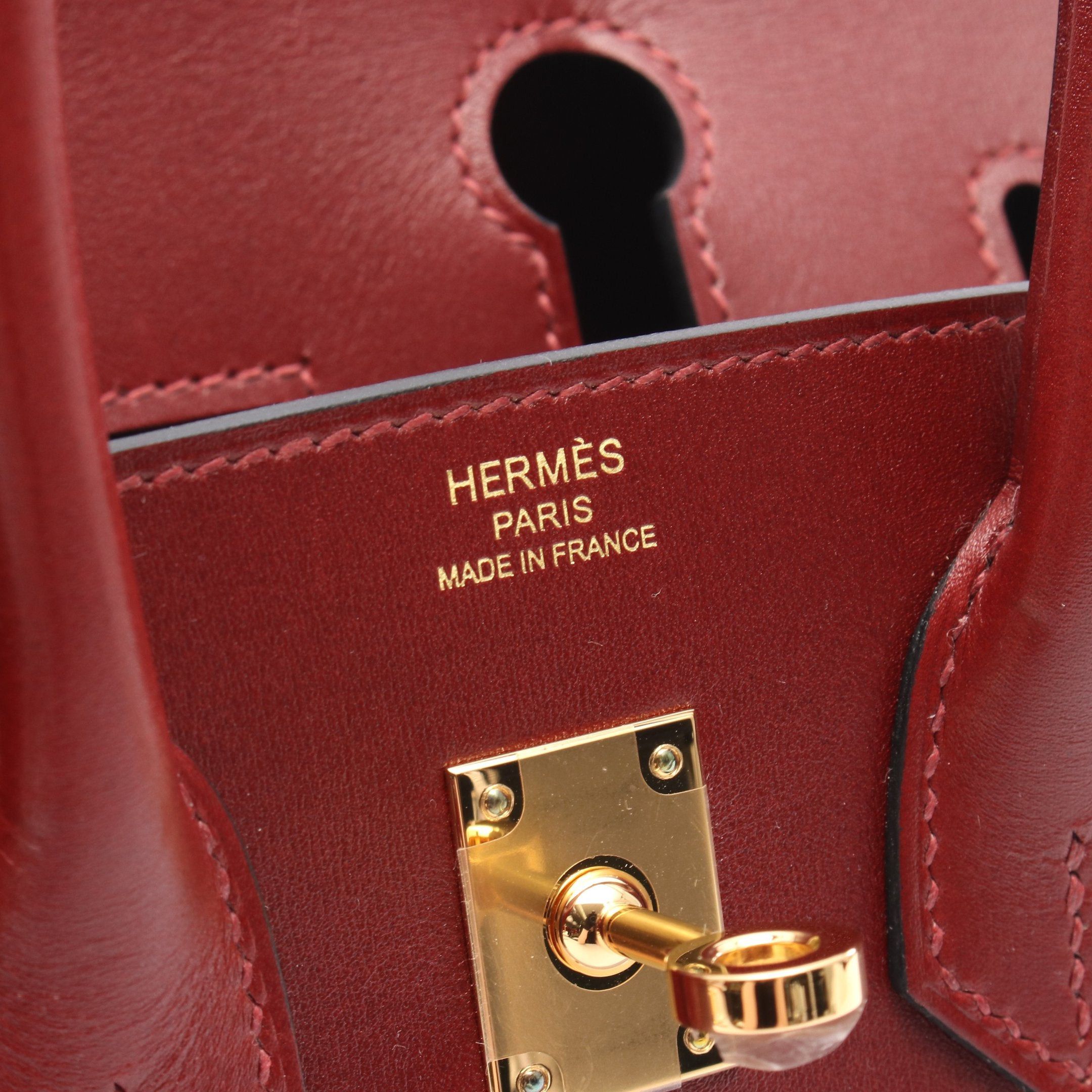 Hermes Hermes Birkin 25 Serie Rouge Ash Handbag Box Calf Bordeaux Gold Hardware Double Engraved Size ONE SIZE - 4 Thumbnail