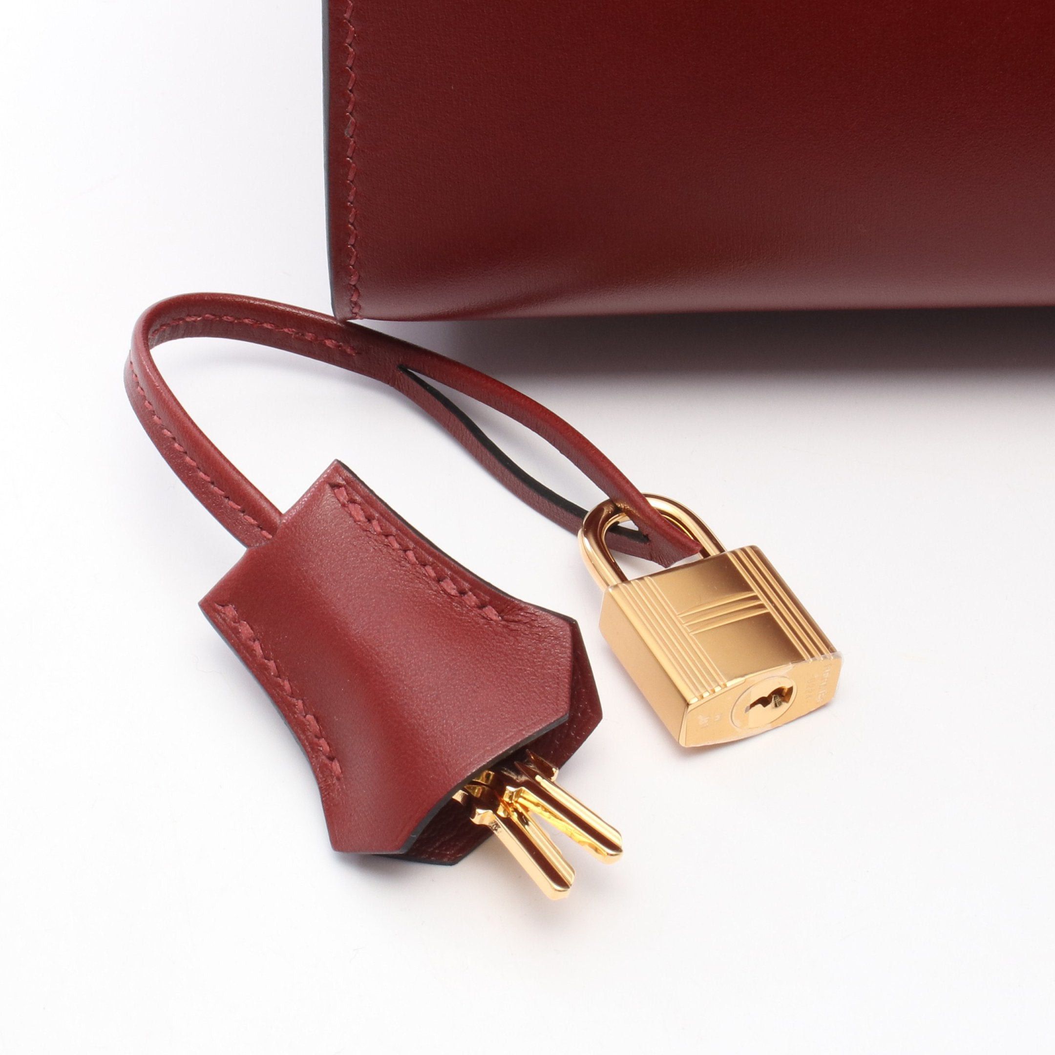 Hermes Hermes Birkin 25 Serie Rouge Ash Handbag Box Calf Bordeaux Gold Hardware Double Engraved Size ONE SIZE - 6 Thumbnail