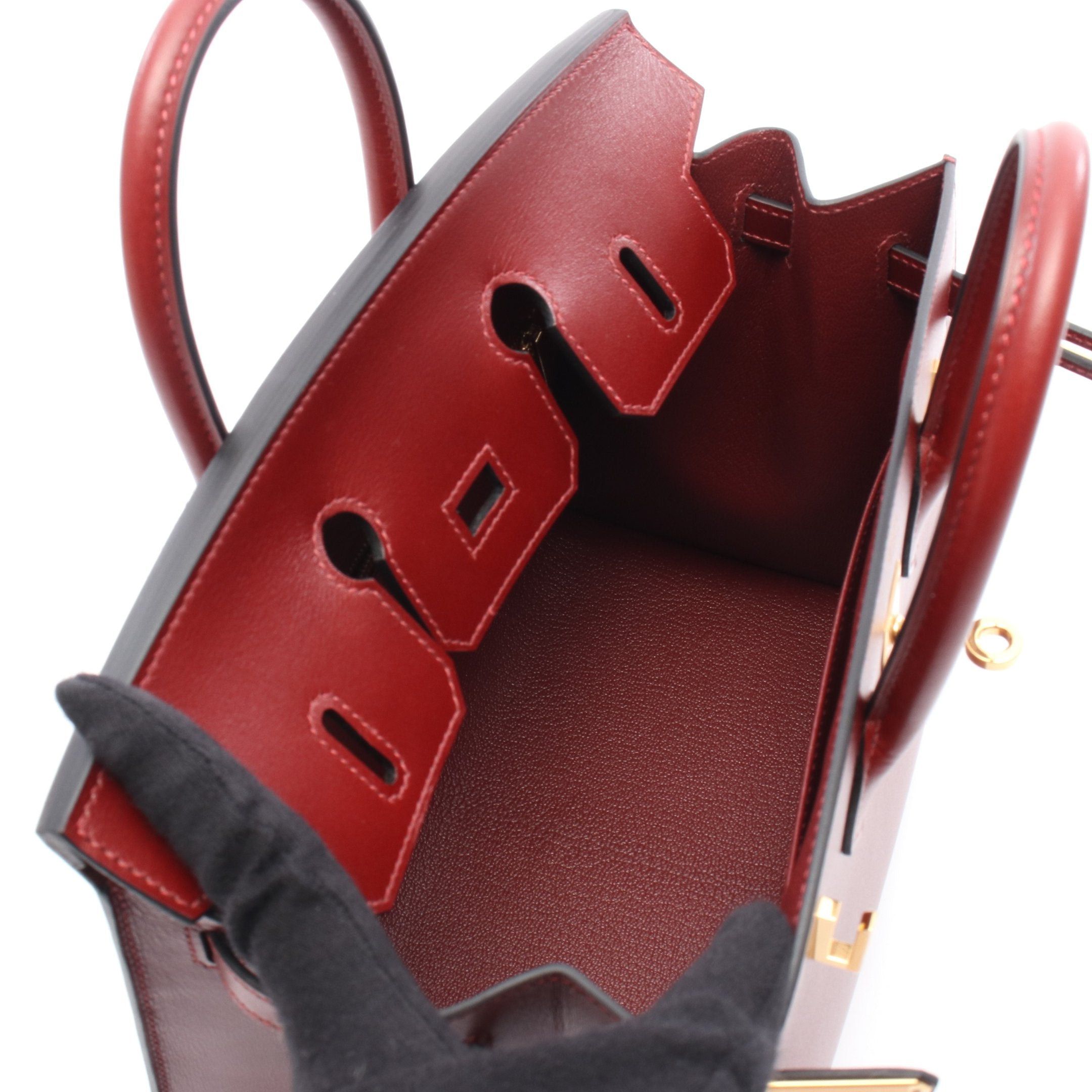 Hermes Hermes Birkin 25 Serie Rouge Ash Handbag Box Calf Bordeaux Gold Hardware Double Engraved Size ONE SIZE - 3 Thumbnail