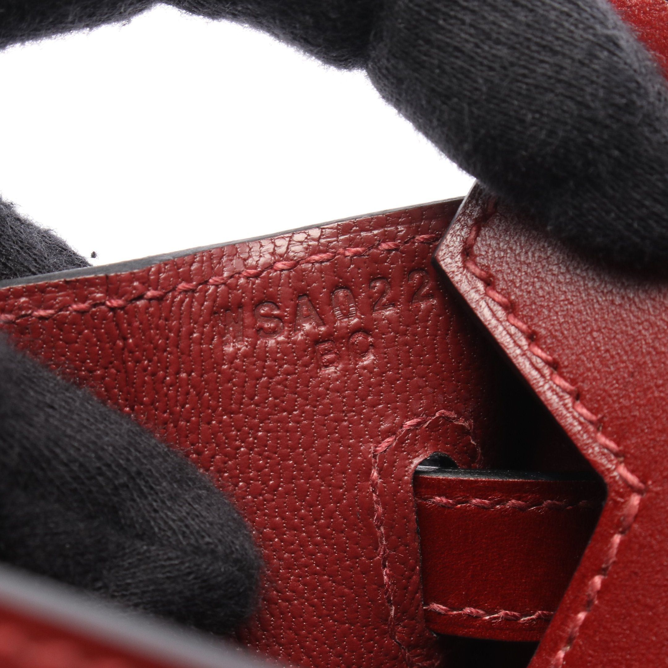 Hermes Hermes Birkin 25 Serie Rouge Ash Handbag Box Calf Bordeaux Gold Hardware Double Engraved Size ONE SIZE - 5 Thumbnail