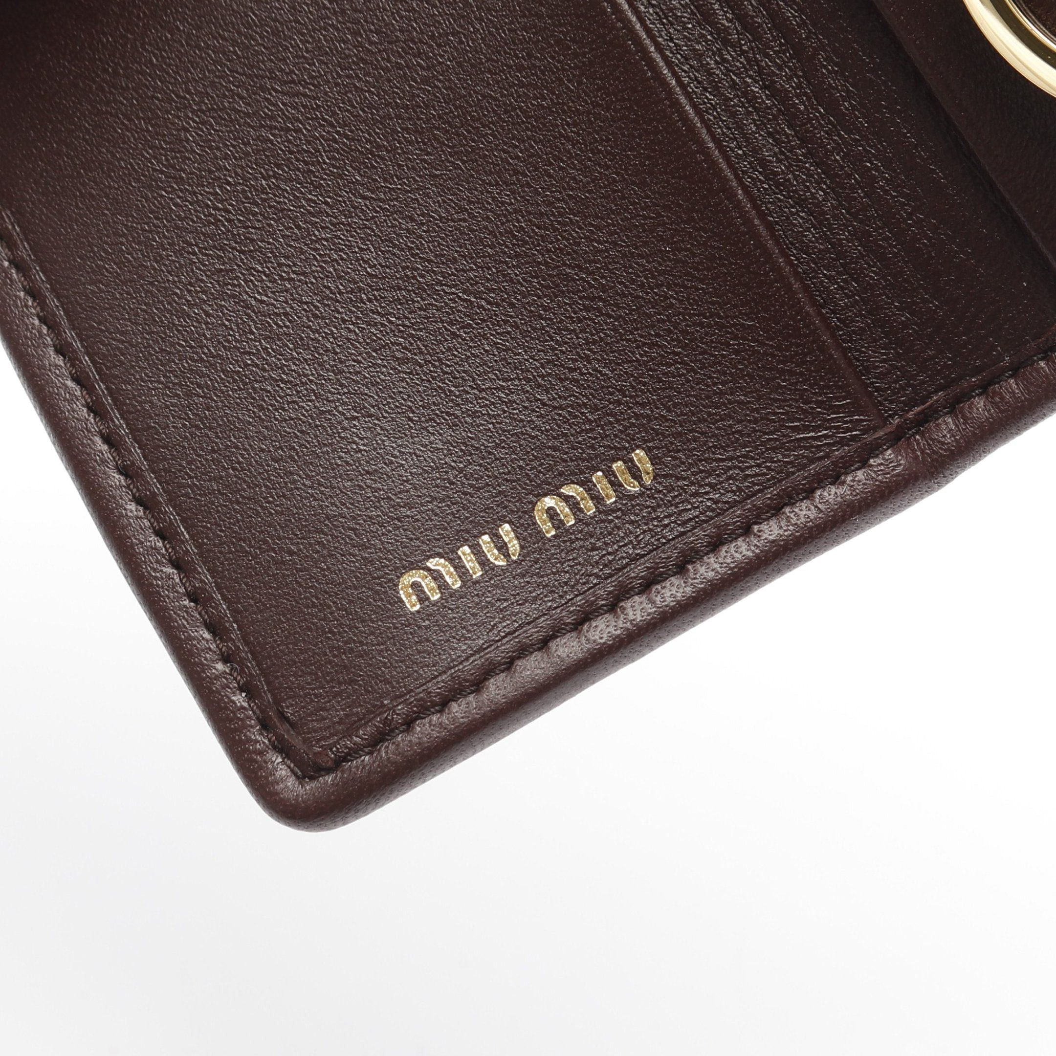 Miu Miu Matelasse 6 Key Case Leather Dark Brown