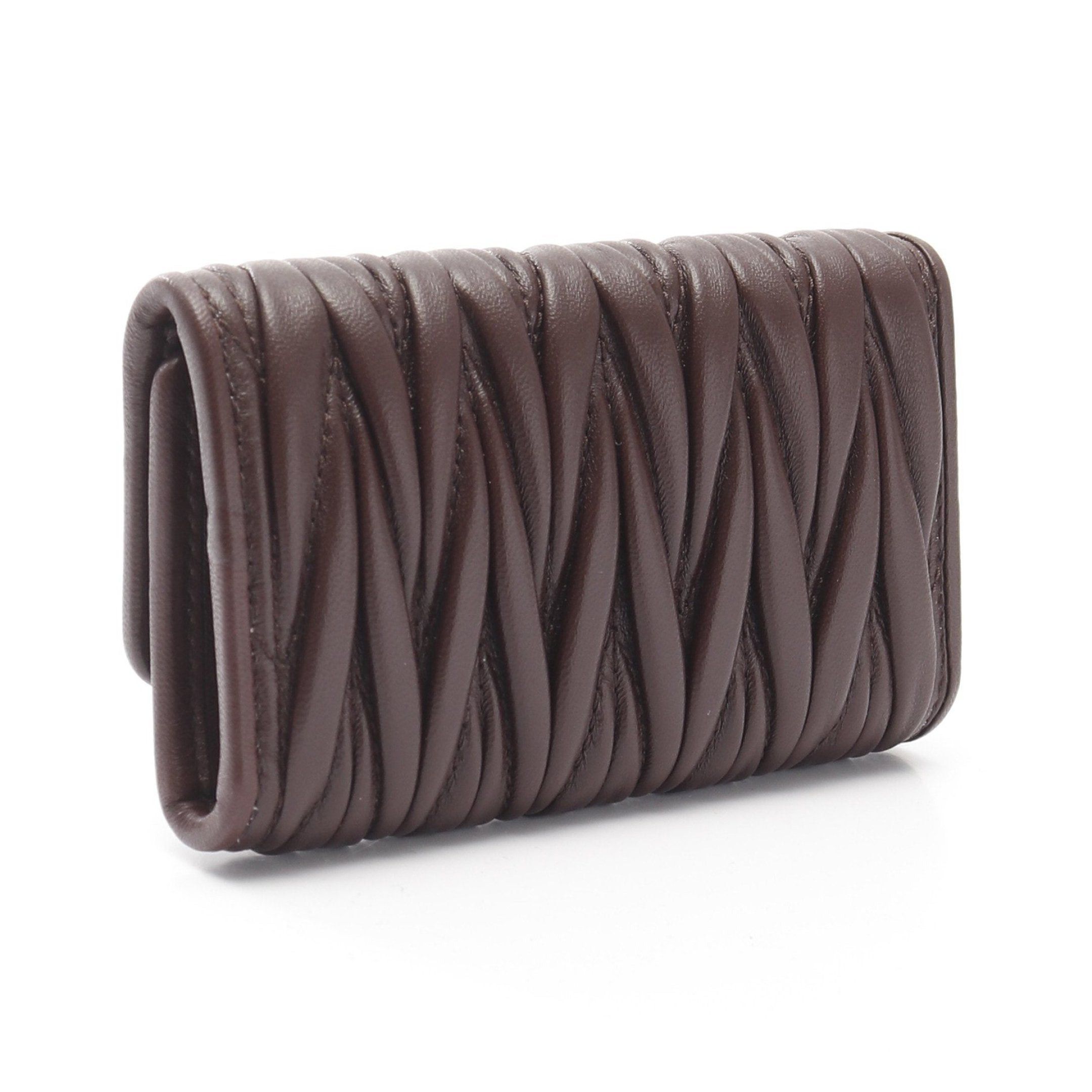 Miu Miu Matelasse 6 Key Case Leather Dark Brown
