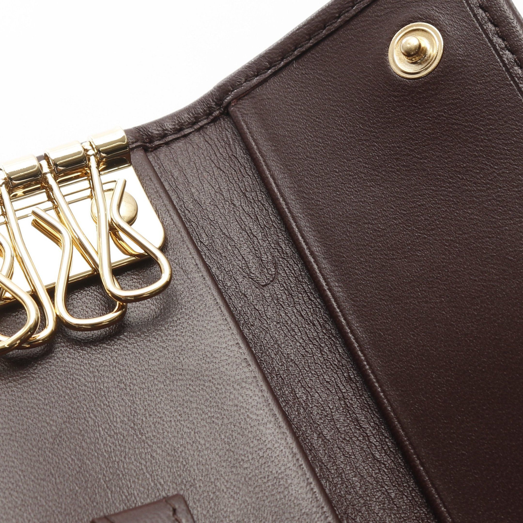 Miu Miu Matelasse 6 Key Case Leather Dark Brown