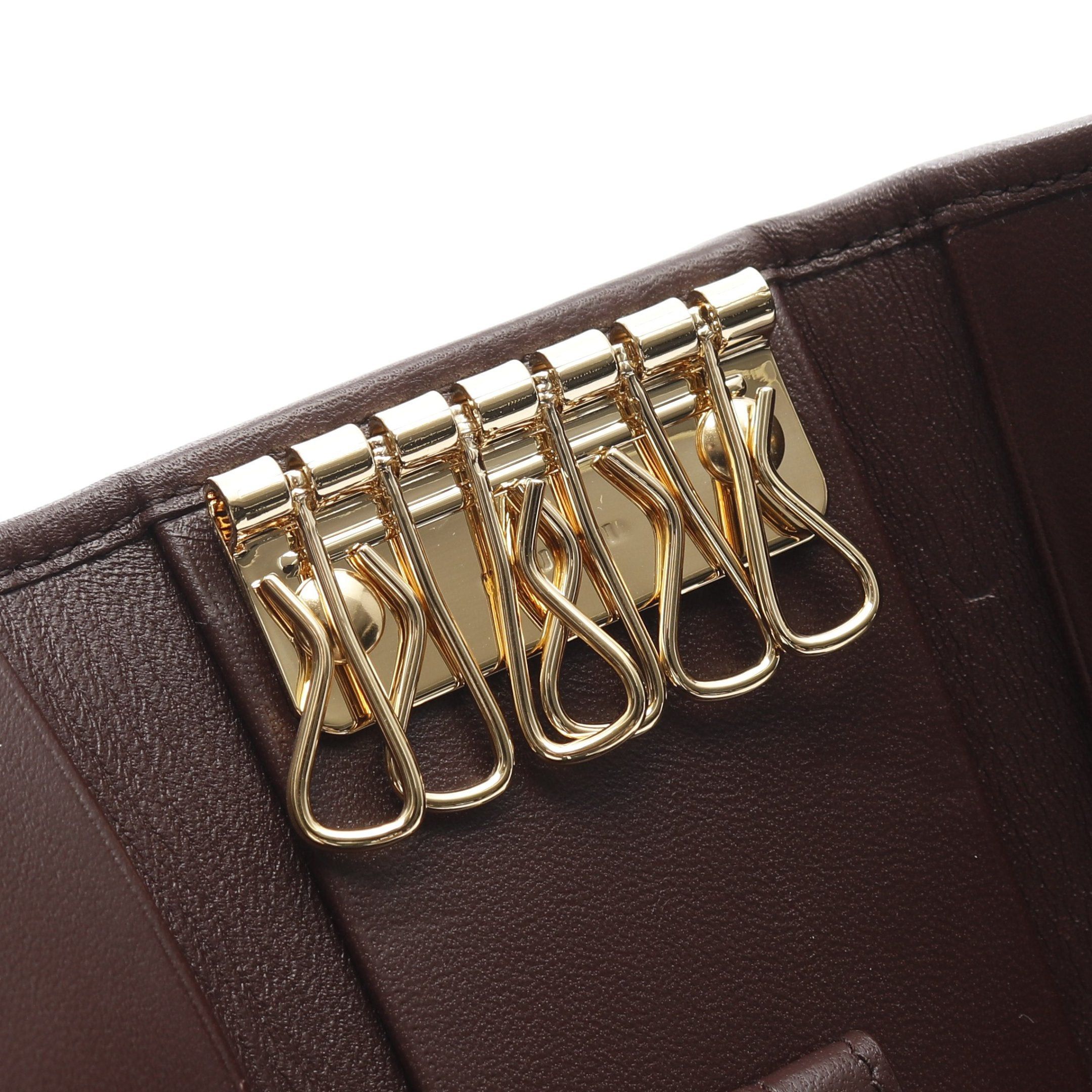 Miu Miu Matelasse 6 Key Case Leather Dark Brown