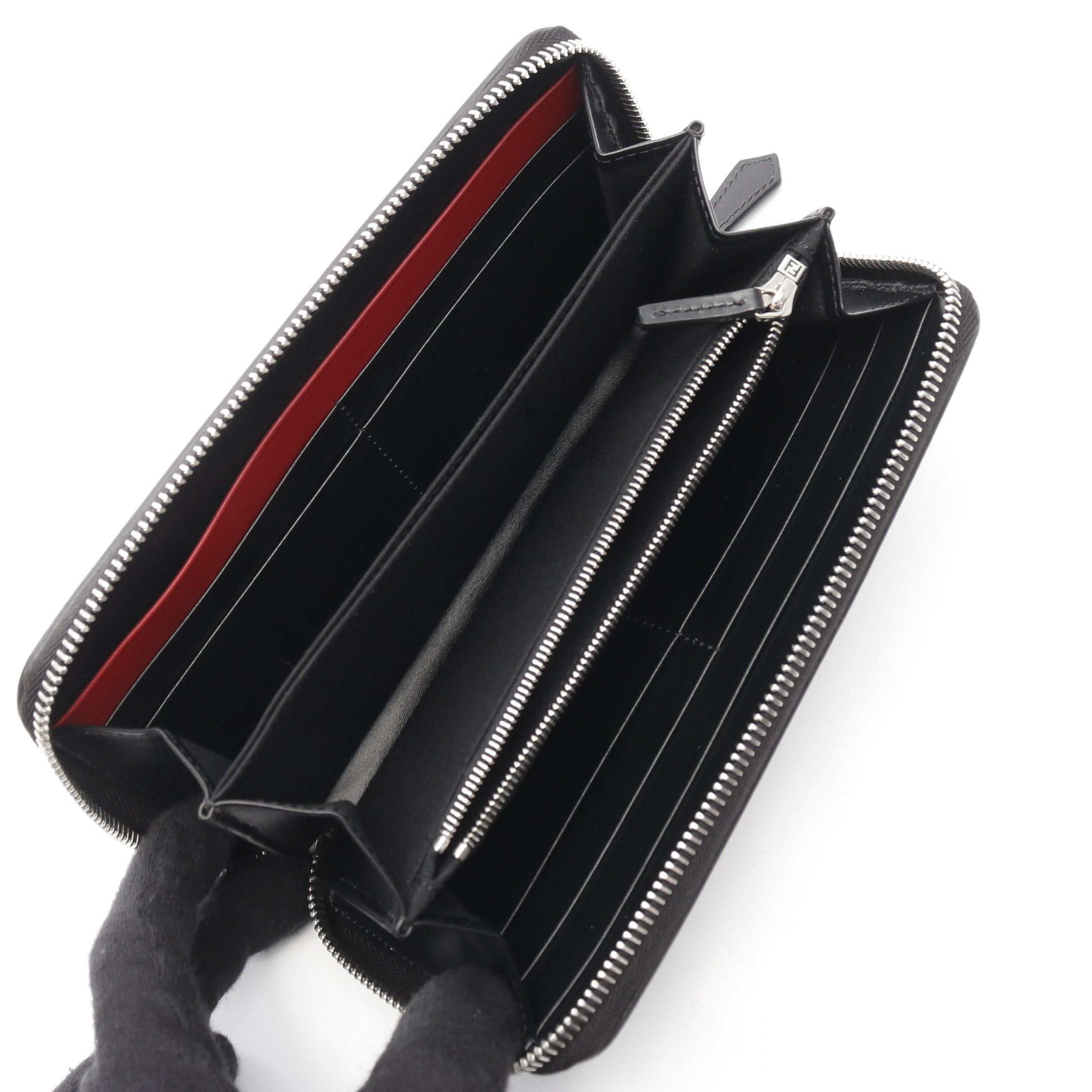 Fendi Fendi Shadow Zucca Round Zipper Long Wallet Leather Black Size ONE SIZE - 3 Thumbnail